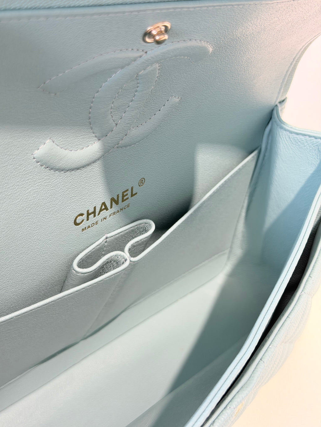 Chanel Medium Classic Double Flap in Tiffany Caviar Gold Hardware