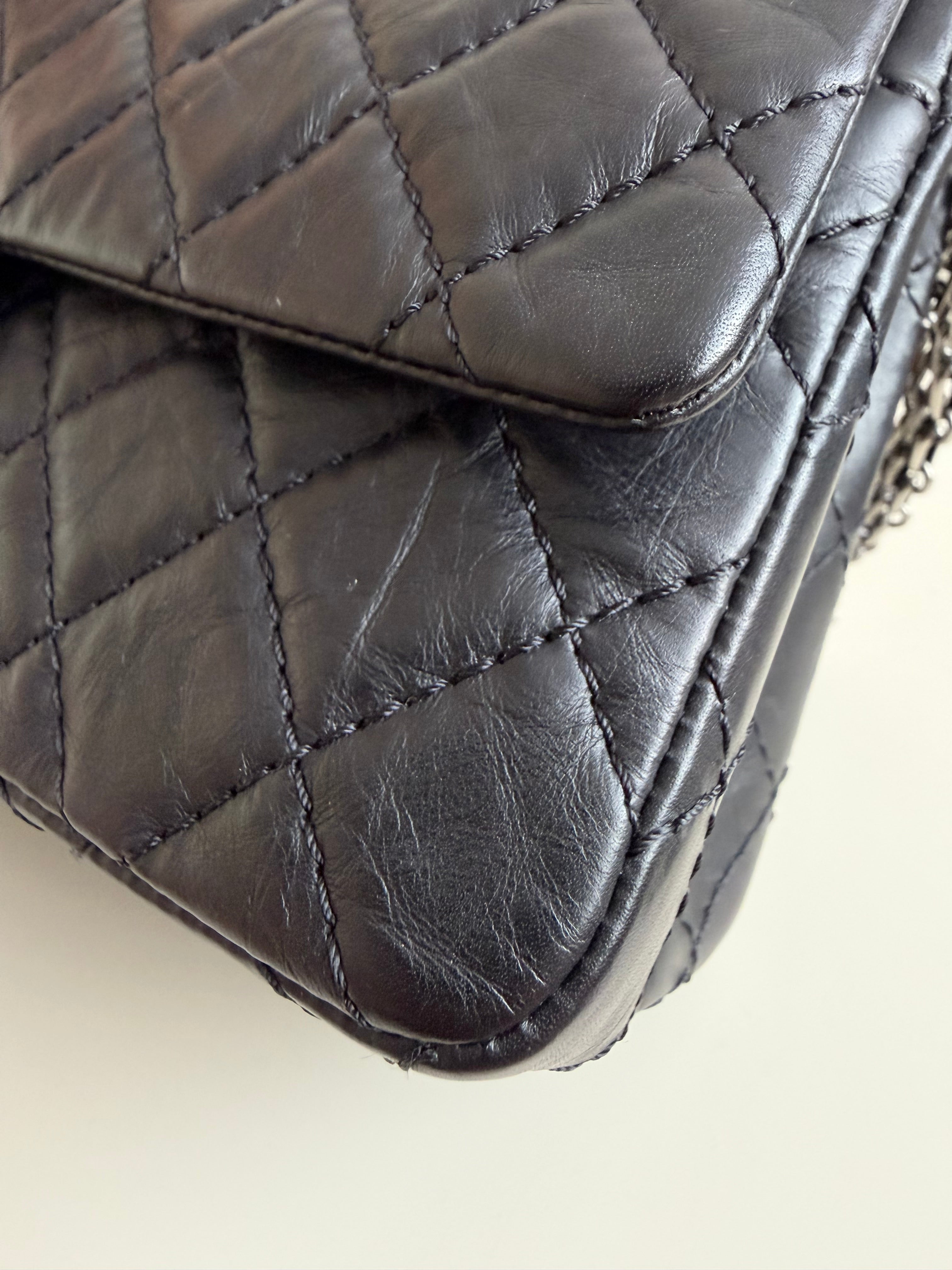 Chanel Small Reissue Black Crinkle Calfskin Ruthenium Hardware (Series 13)