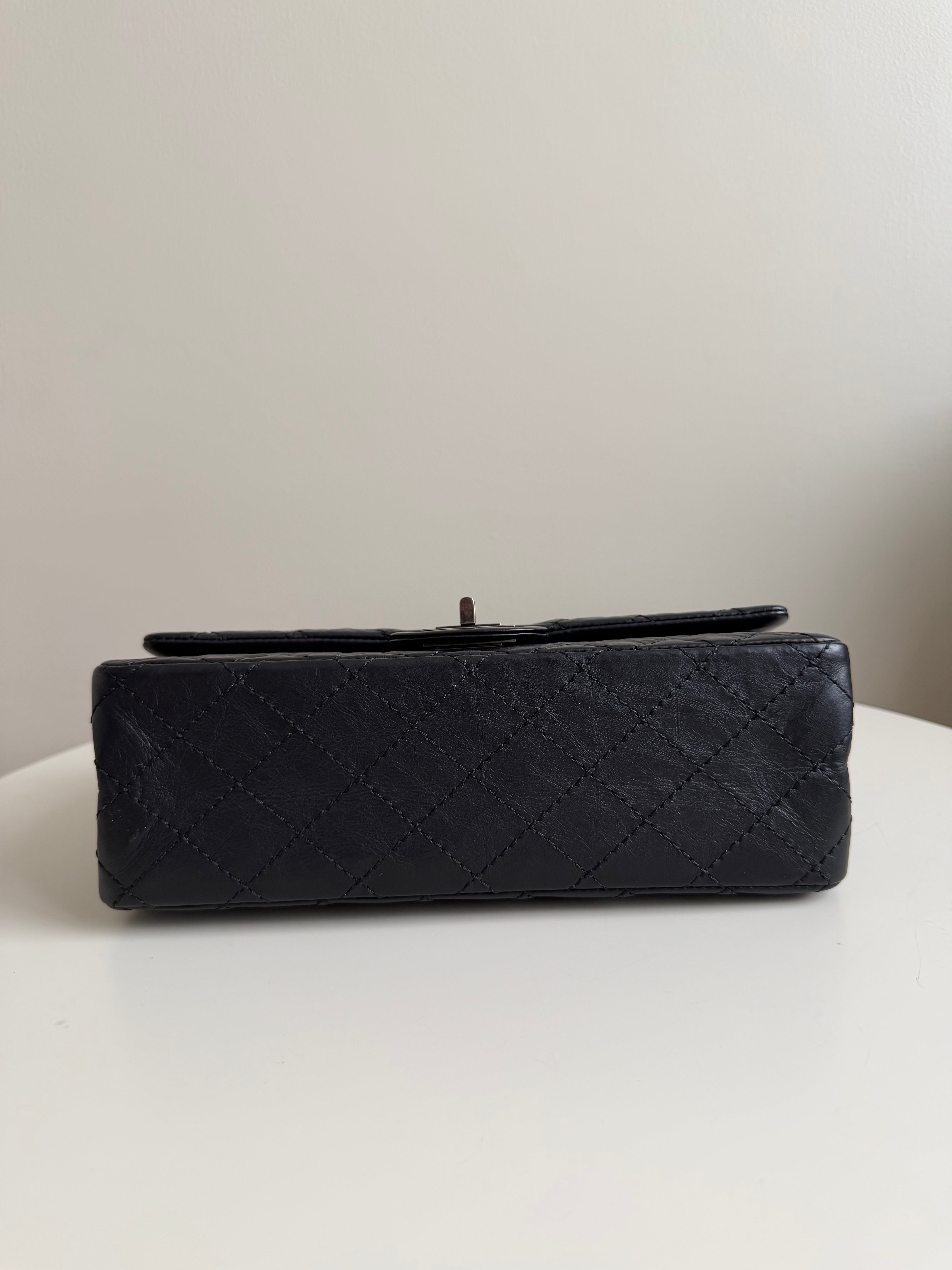 Chanel Small Reissue Black Crinkle Calfskin Ruthenium Hardware (Series 13)