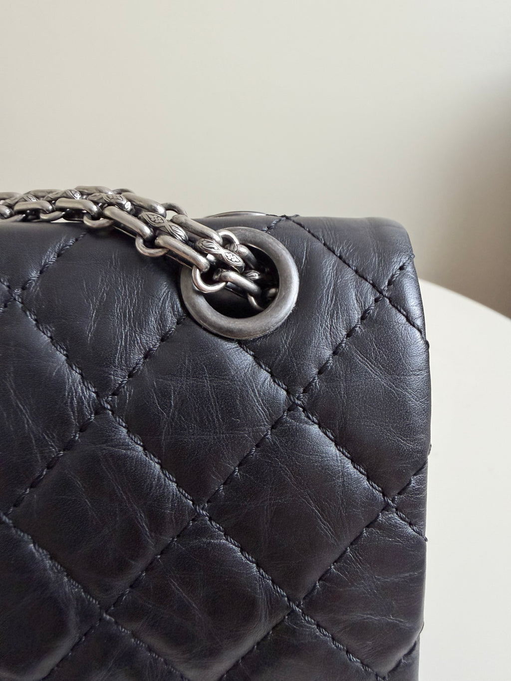 Chanel Small Reissue Black Crinkle Calfskin Ruthenium Hardware (Series 13)