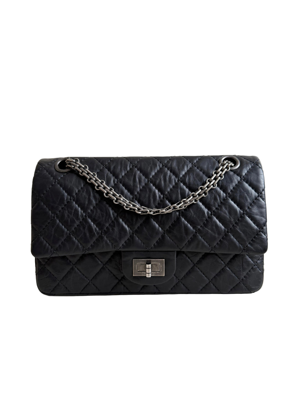 Chanel Small Reissue Black Crinkle Calfskin Ruthenium Hardware (Series 13)