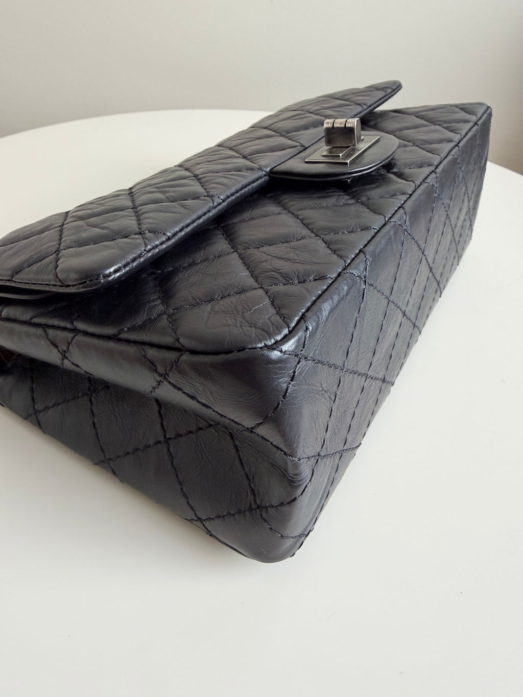 Chanel Small Reissue Black Crinkle Calfskin Ruthenium Hardware (Series 13)