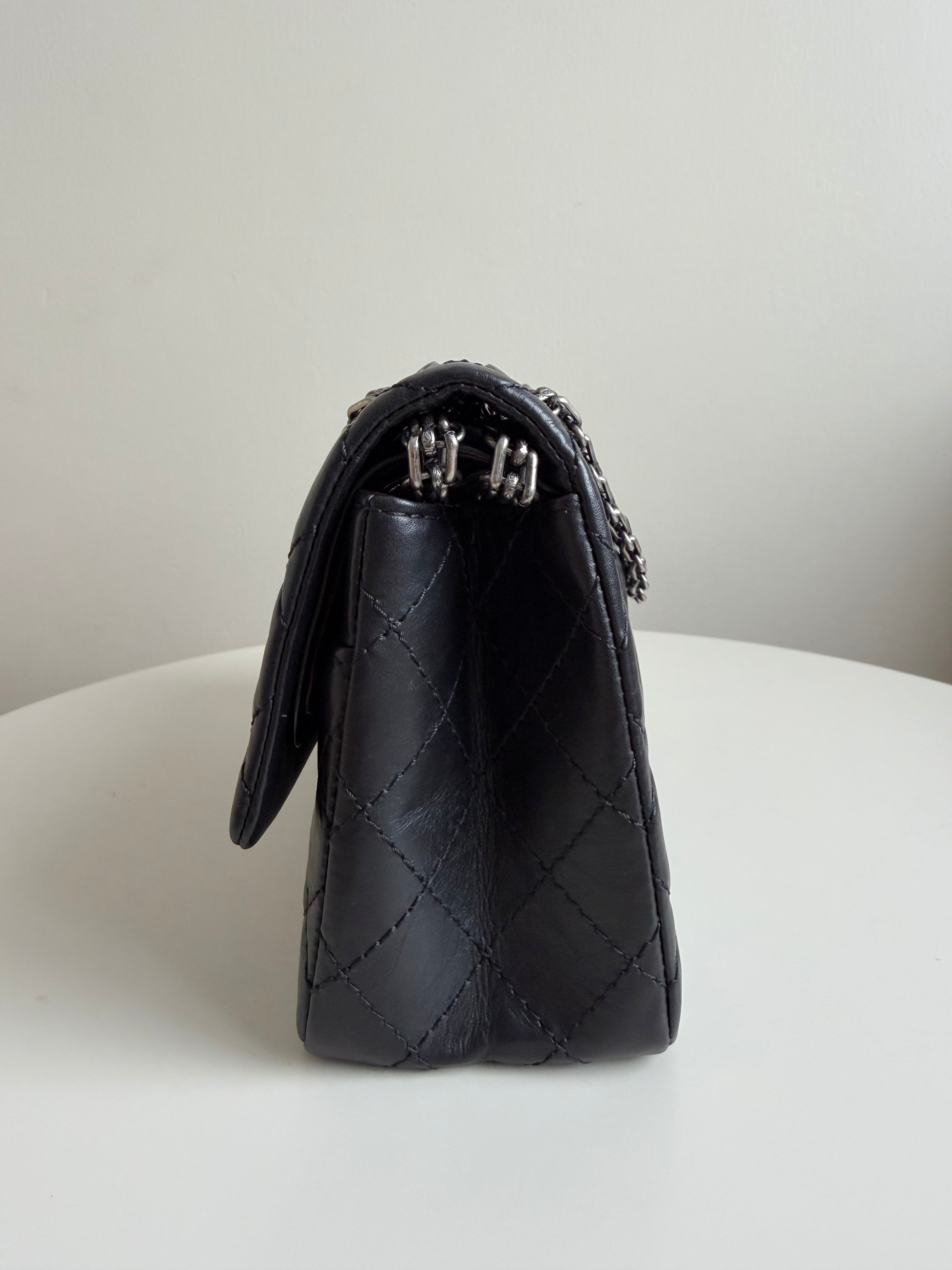 Chanel Small Reissue Black Crinkle Calfskin Ruthenium Hardware (Series 13)
