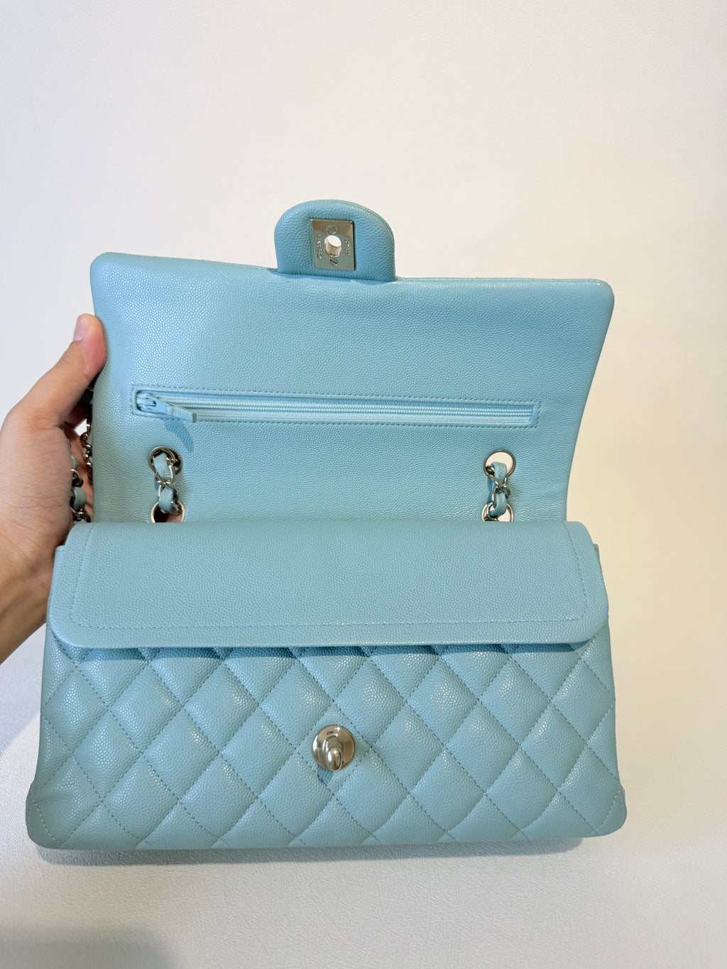 Chanel Medium Classic Double Flap in Tiffany Caviar Gold Hardware