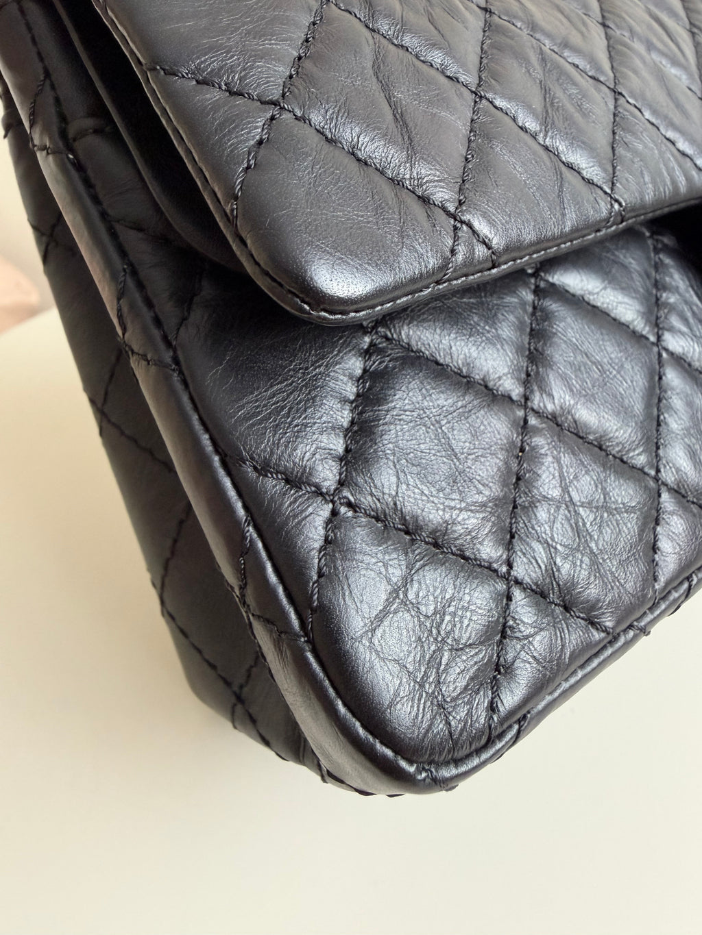 Chanel Small Reissue Black Crinkle Calfskin Ruthenium Hardware (Series 13)