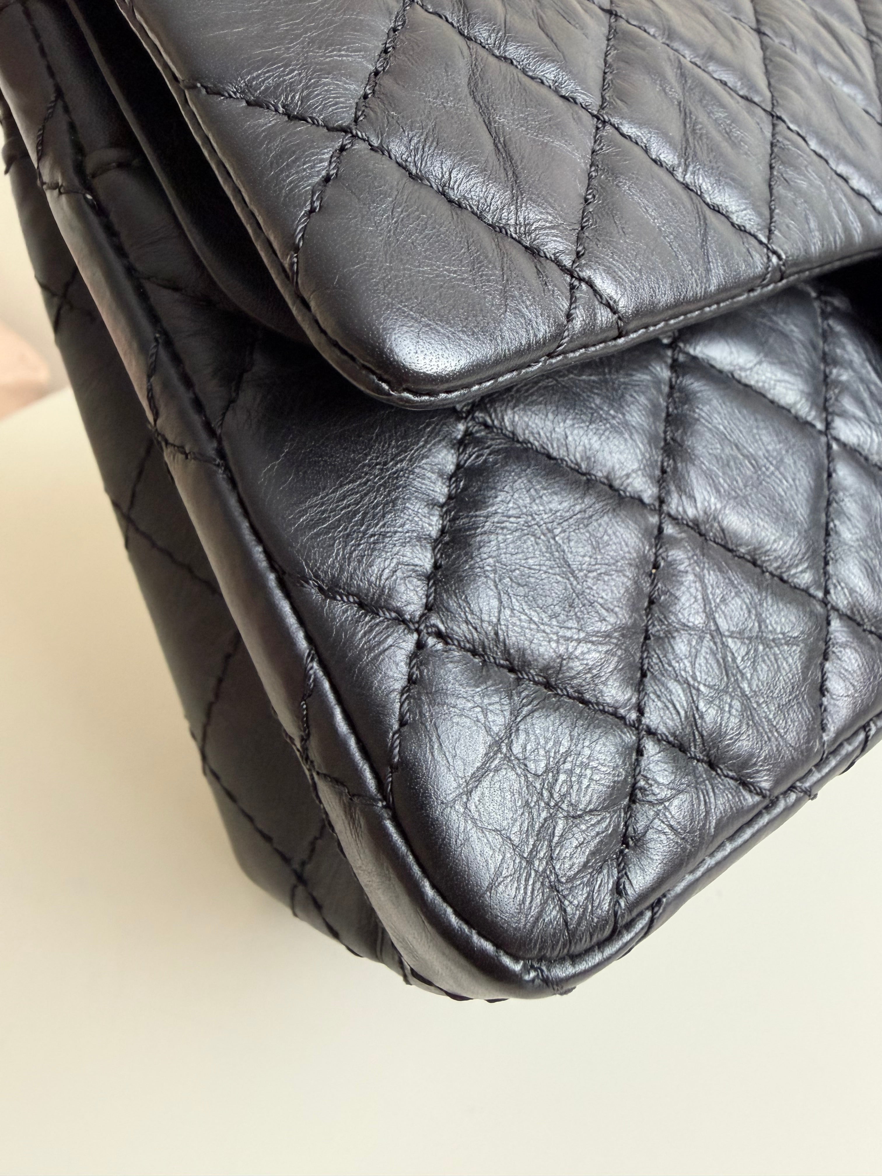 Chanel Small Reissue Black Crinkle Calfskin Ruthenium Hardware (Series 13)