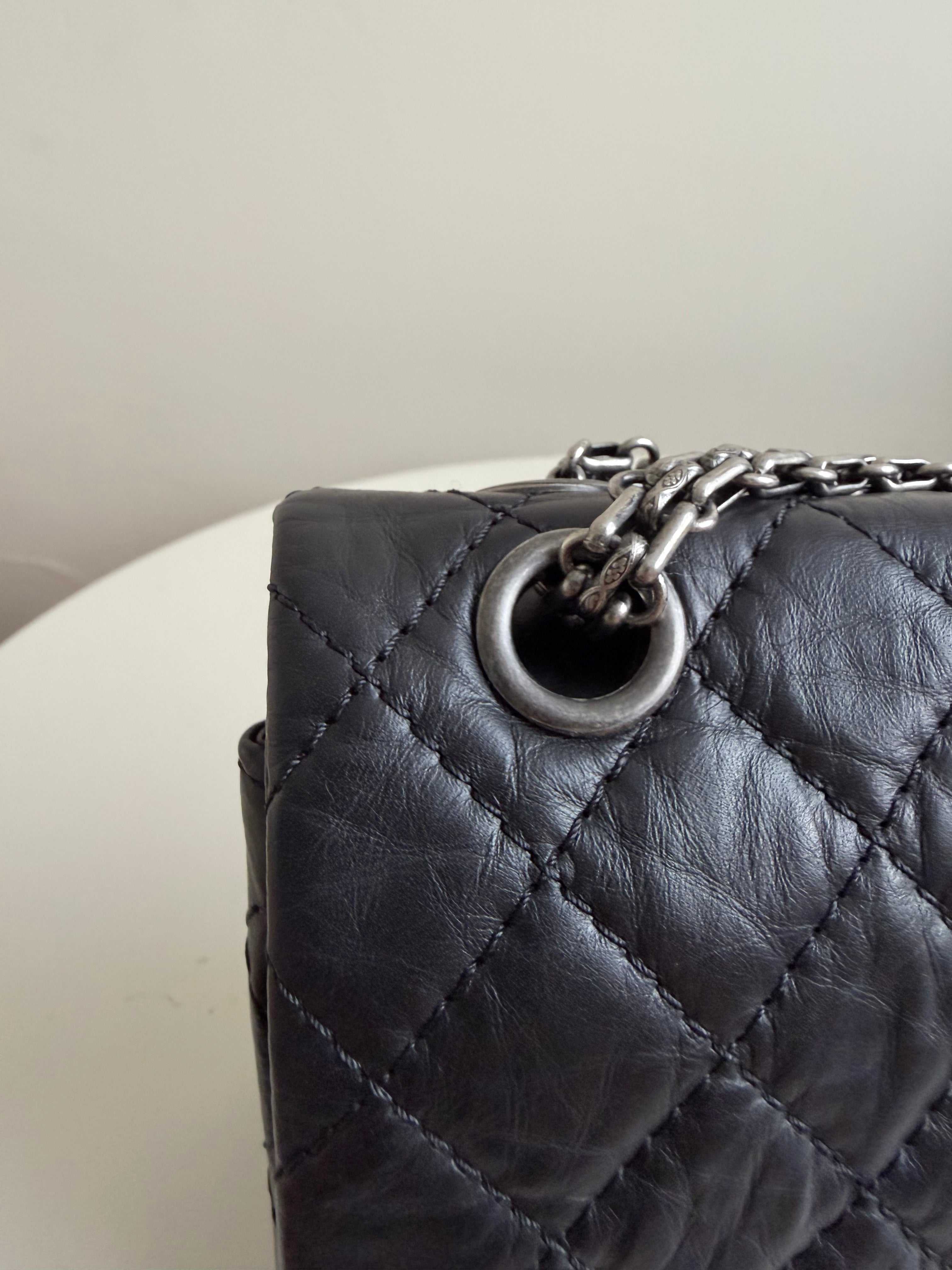 Chanel Small Reissue Black Crinkle Calfskin Ruthenium Hardware (Series 13)