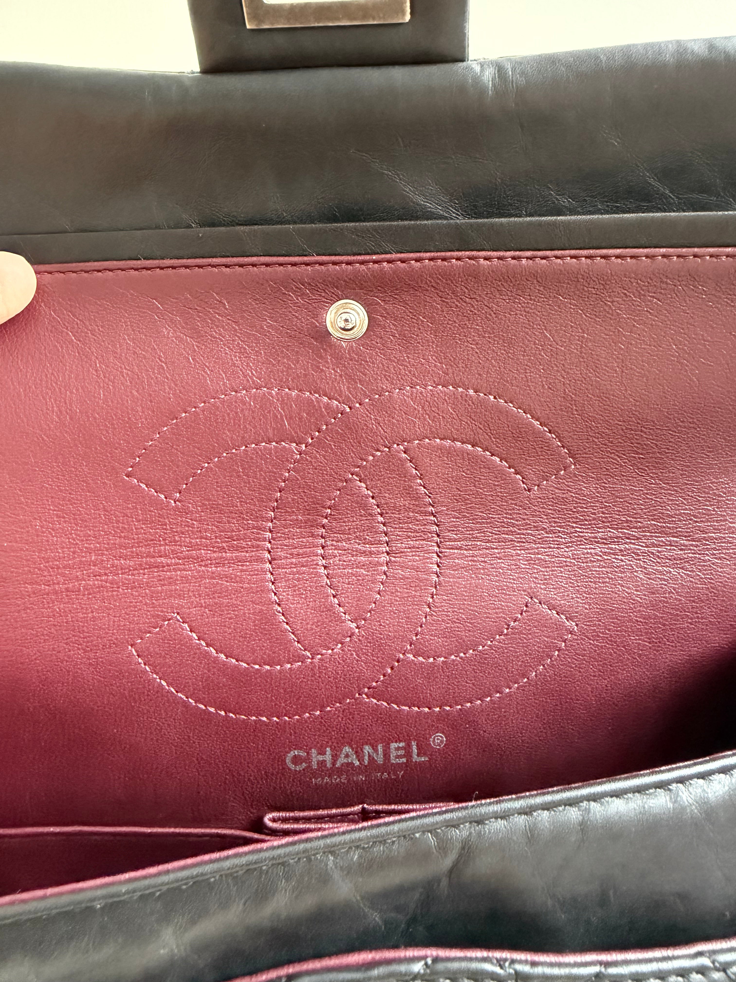 Chanel Small Reissue Black Crinkle Calfskin Ruthenium Hardware (Series 13)