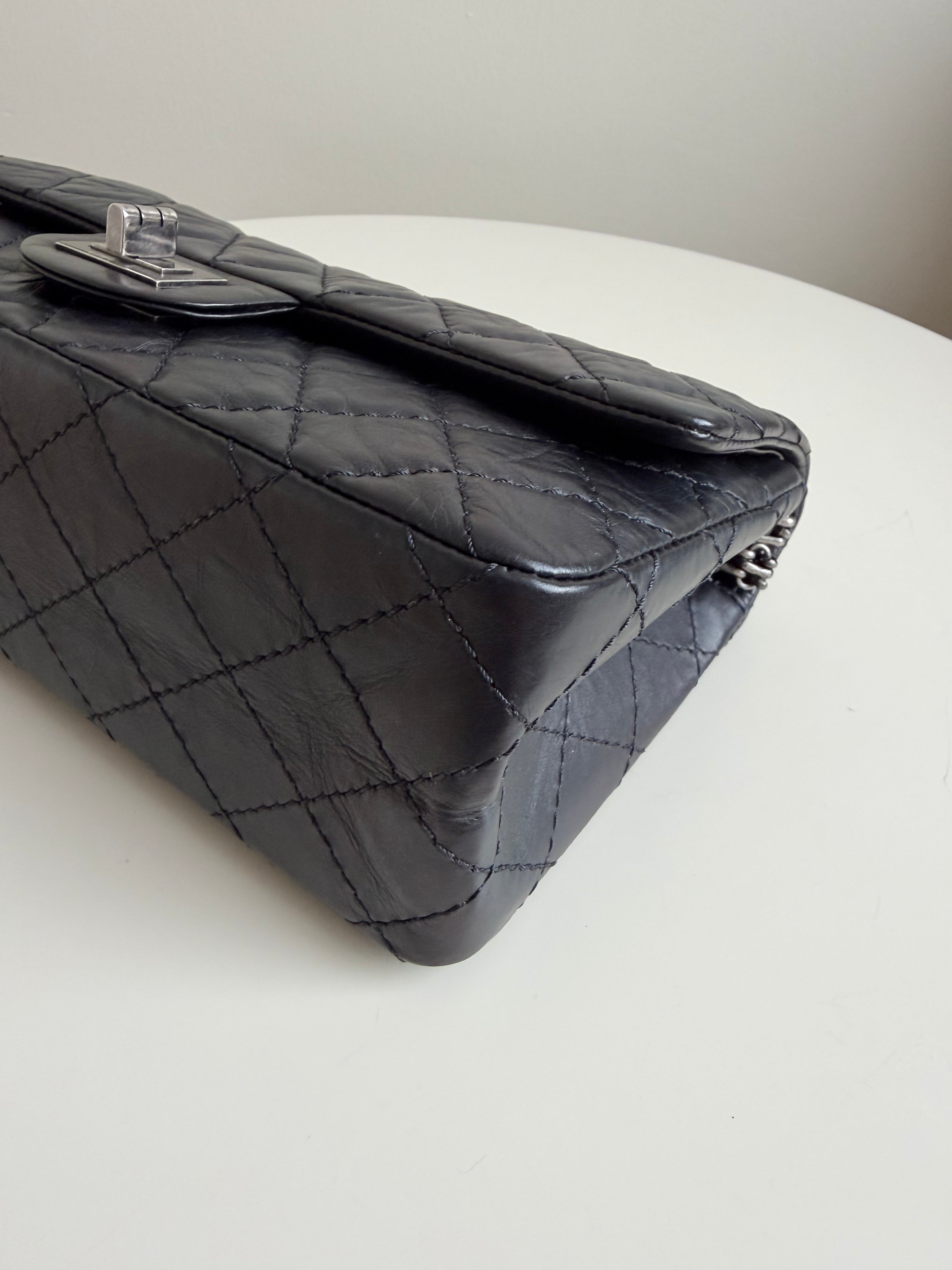 Chanel Small Reissue Black Crinkle Calfskin Ruthenium Hardware (Series 13)