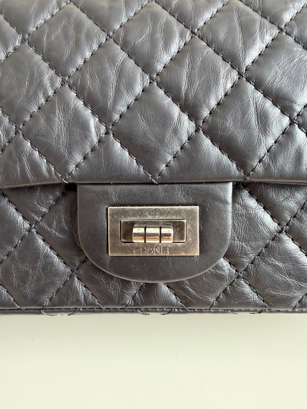 Chanel Small Reissue Black Crinkle Calfskin Ruthenium Hardware (Series 13)