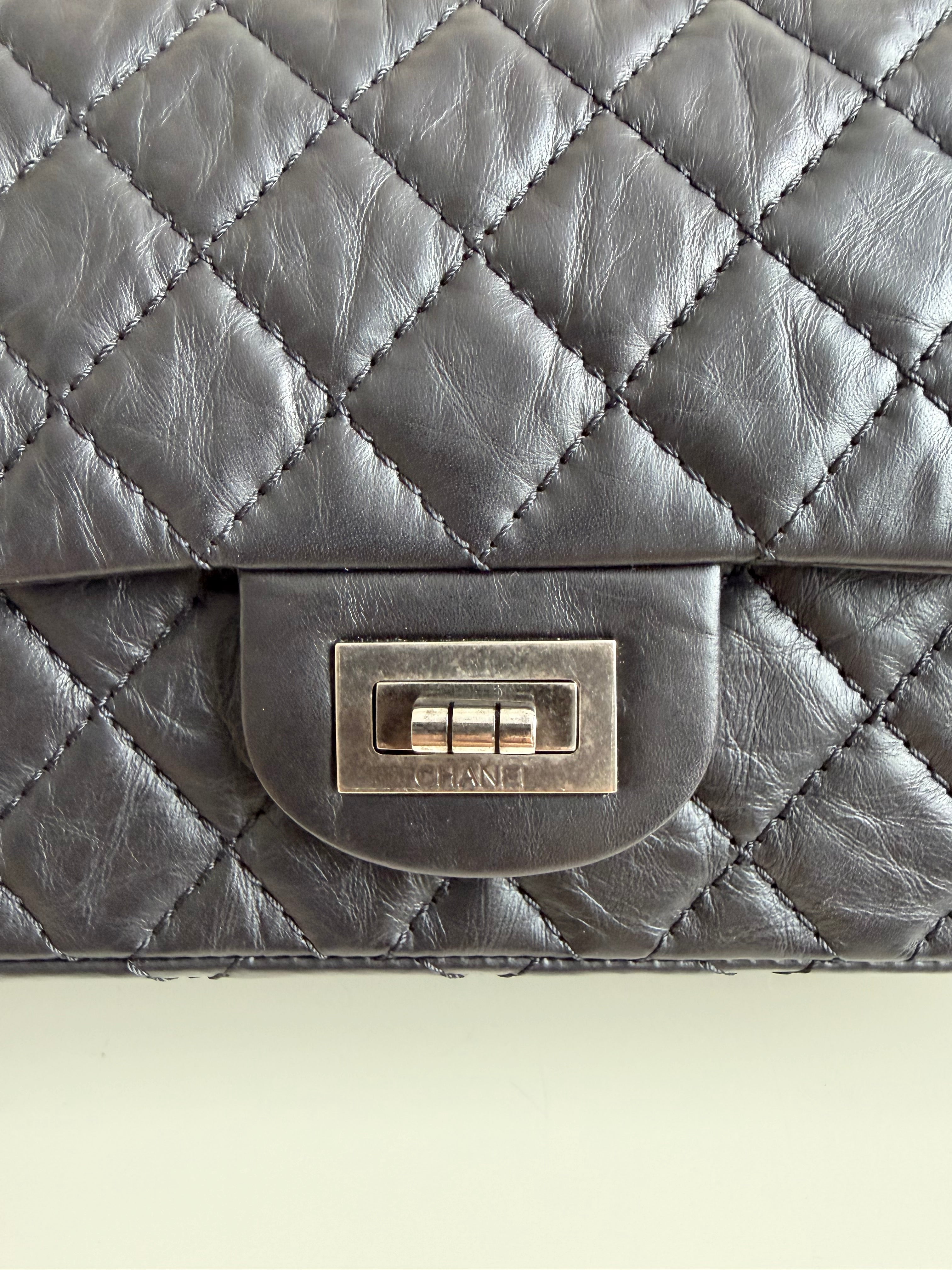 Chanel Small Reissue Black Crinkle Calfskin Ruthenium Hardware (Series 13)