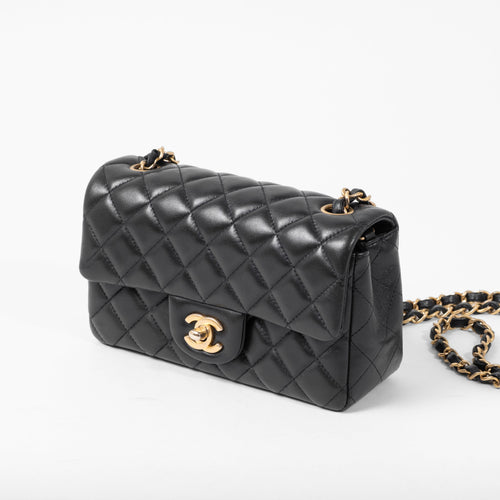 Chanel Classic Mini Rectangular Flap in Black Lambskin GHW (Series 27)