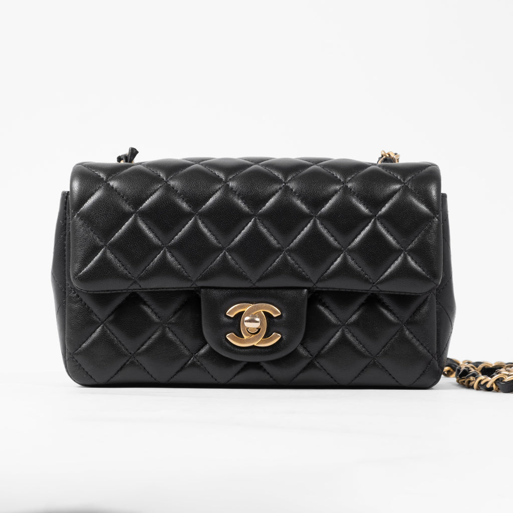 Chanel Classic Mini Rectangular Flap in Black Lambskin GHW (Series 27)