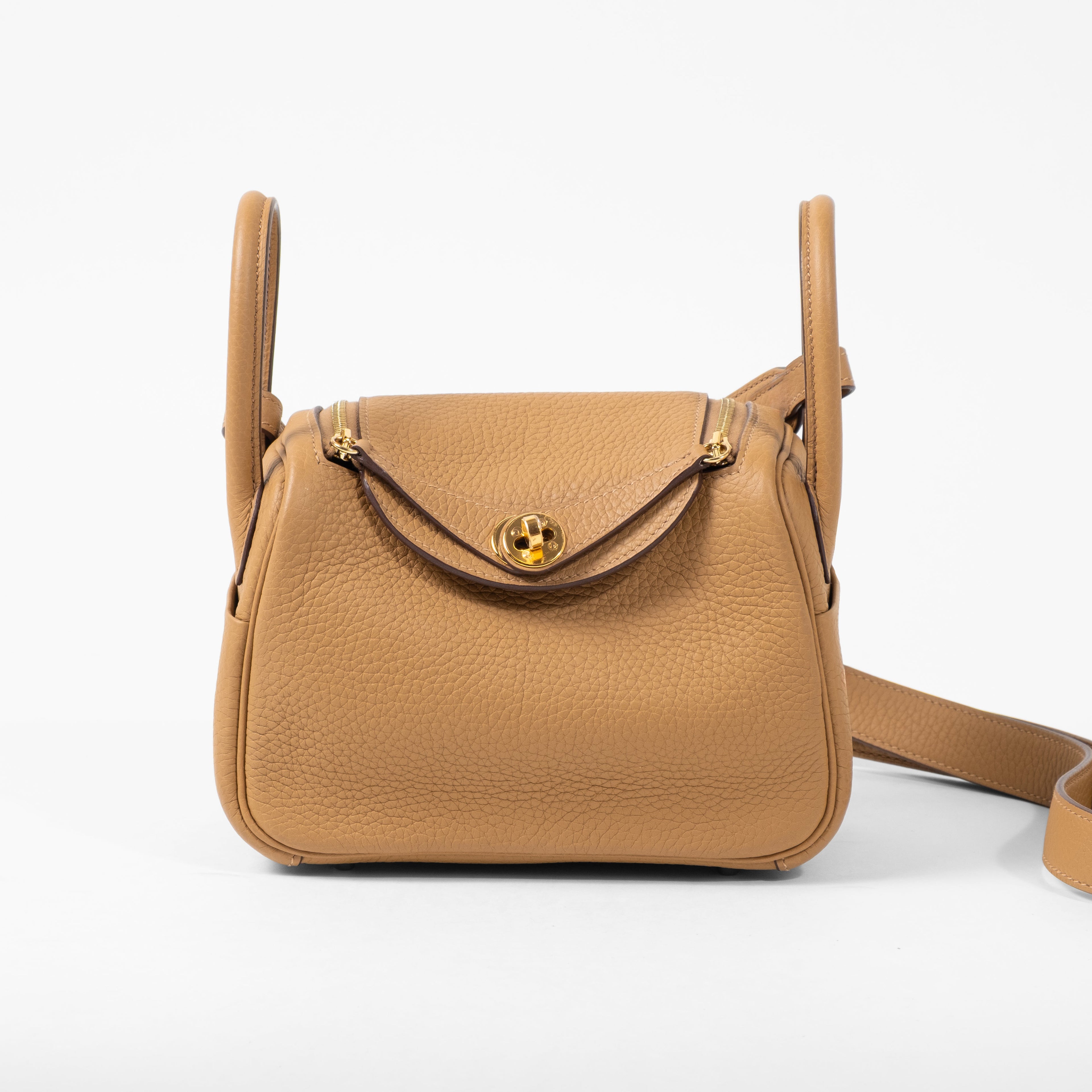 Hermes Mini Lindy Biscuit Gold Hardware