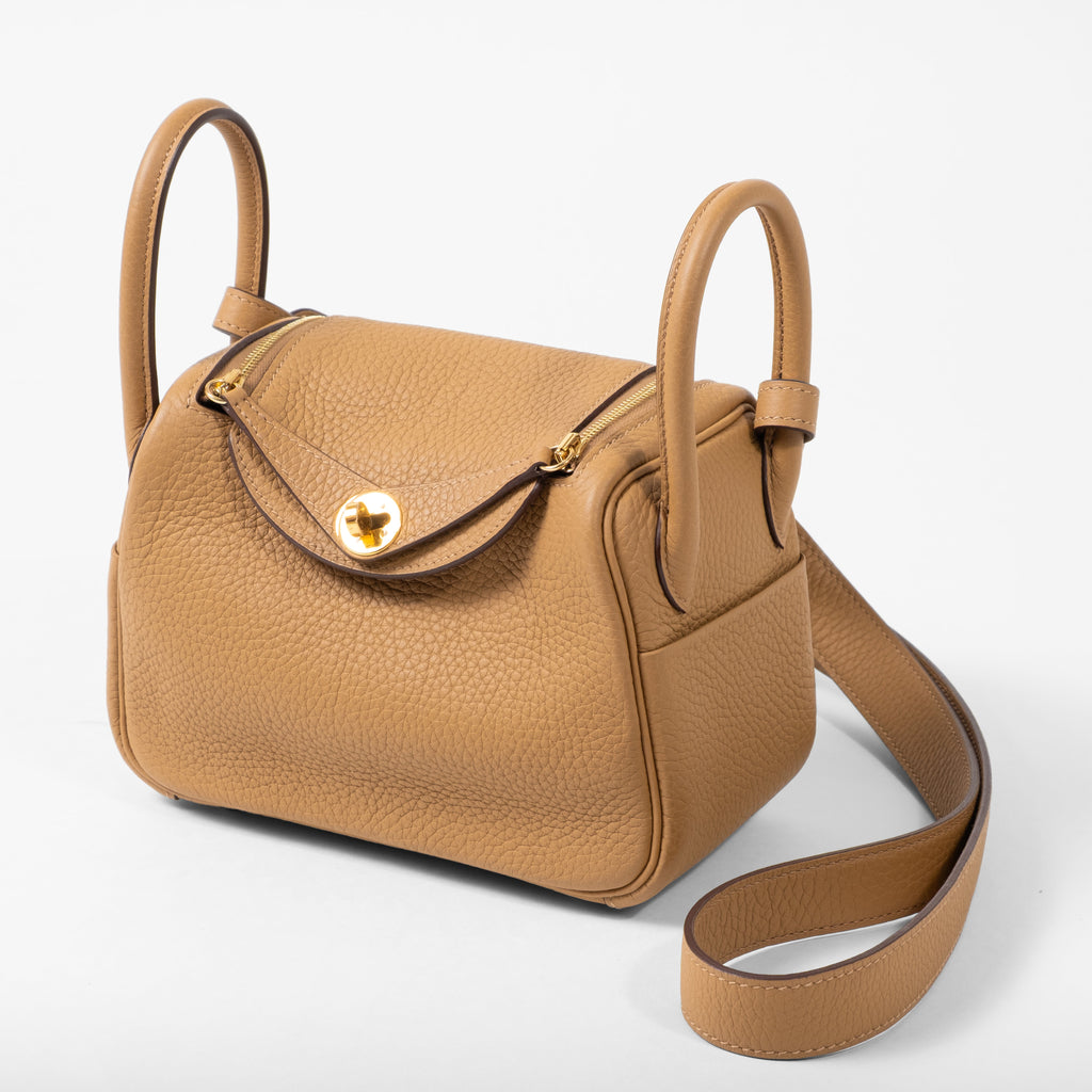 Hermes Mini Lindy Biscuit Gold Hardware