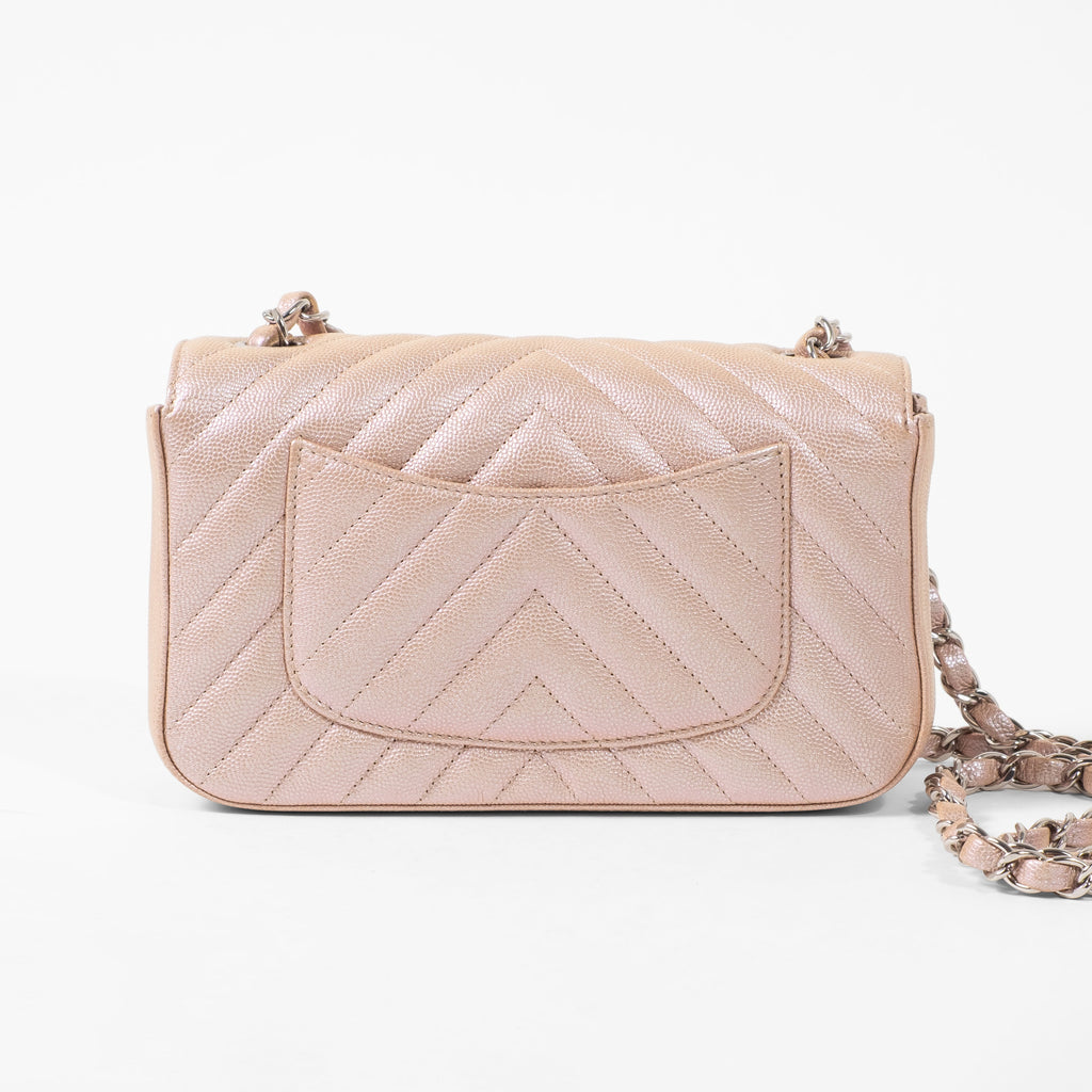 Chanel 17B Iridescent Rose Gold Chevron Silver Hardware