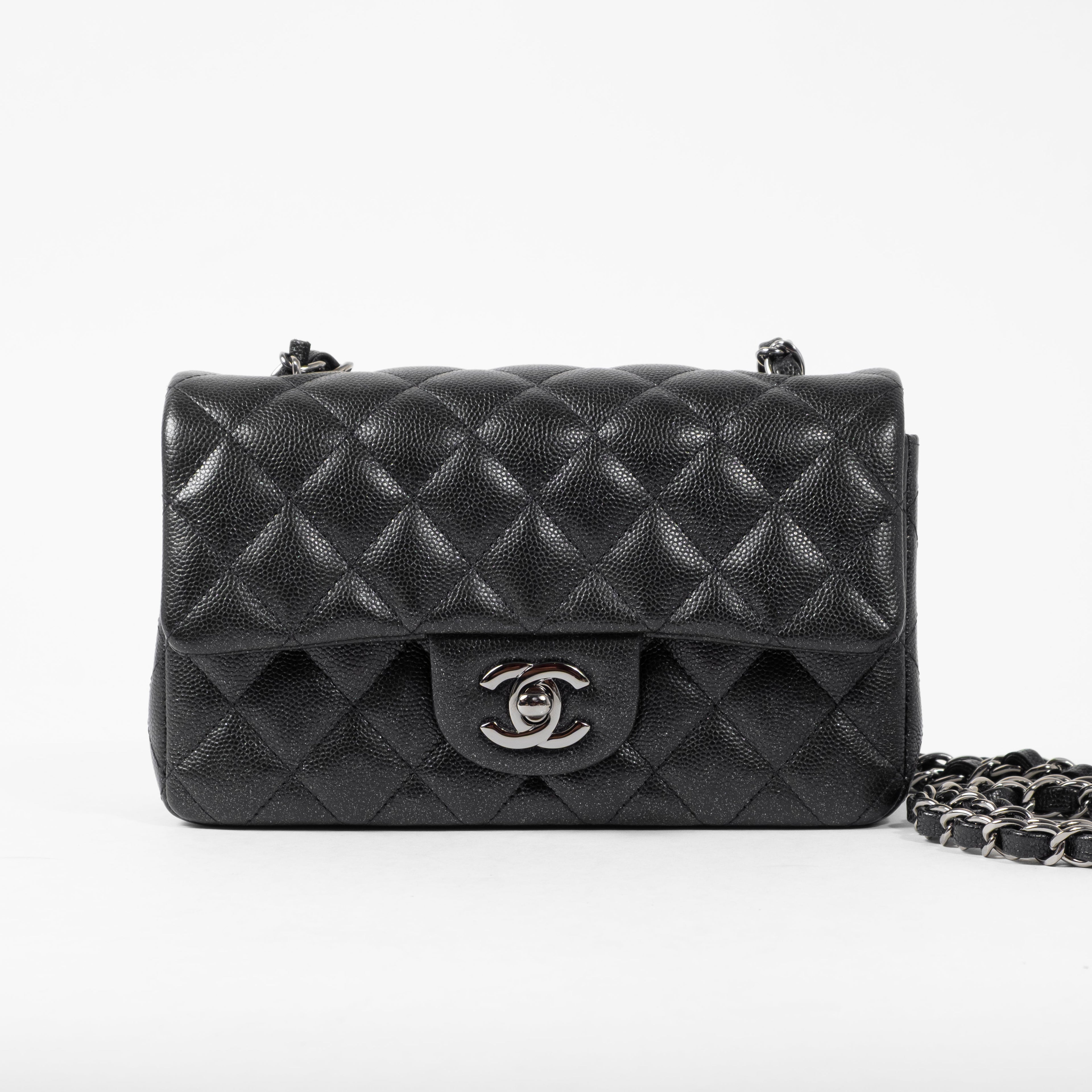 Chanel Classic Mini Rectangular Flap Bag in Black Caviar