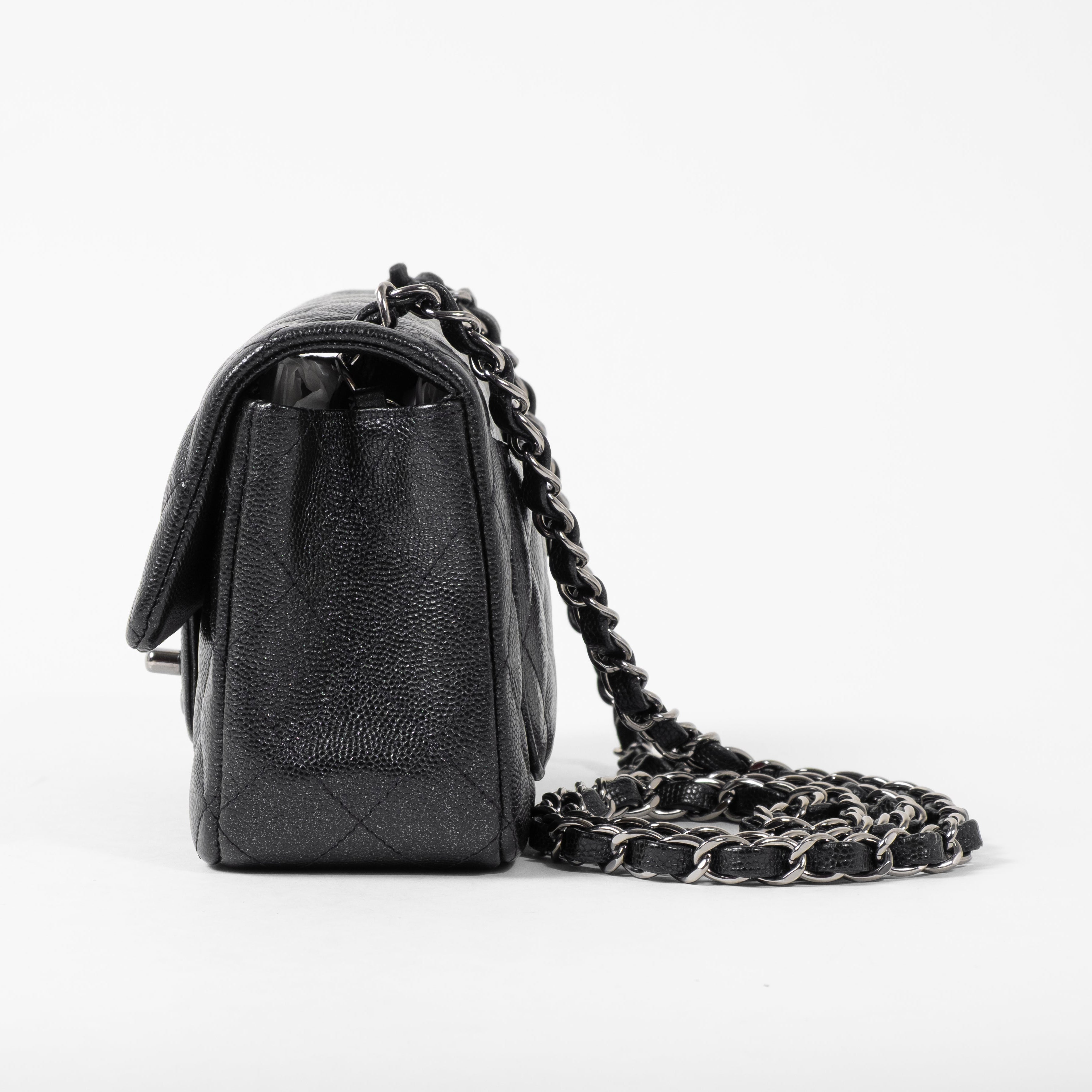 Chanel Classic Mini Rectangular Flap Bag in Black Caviar