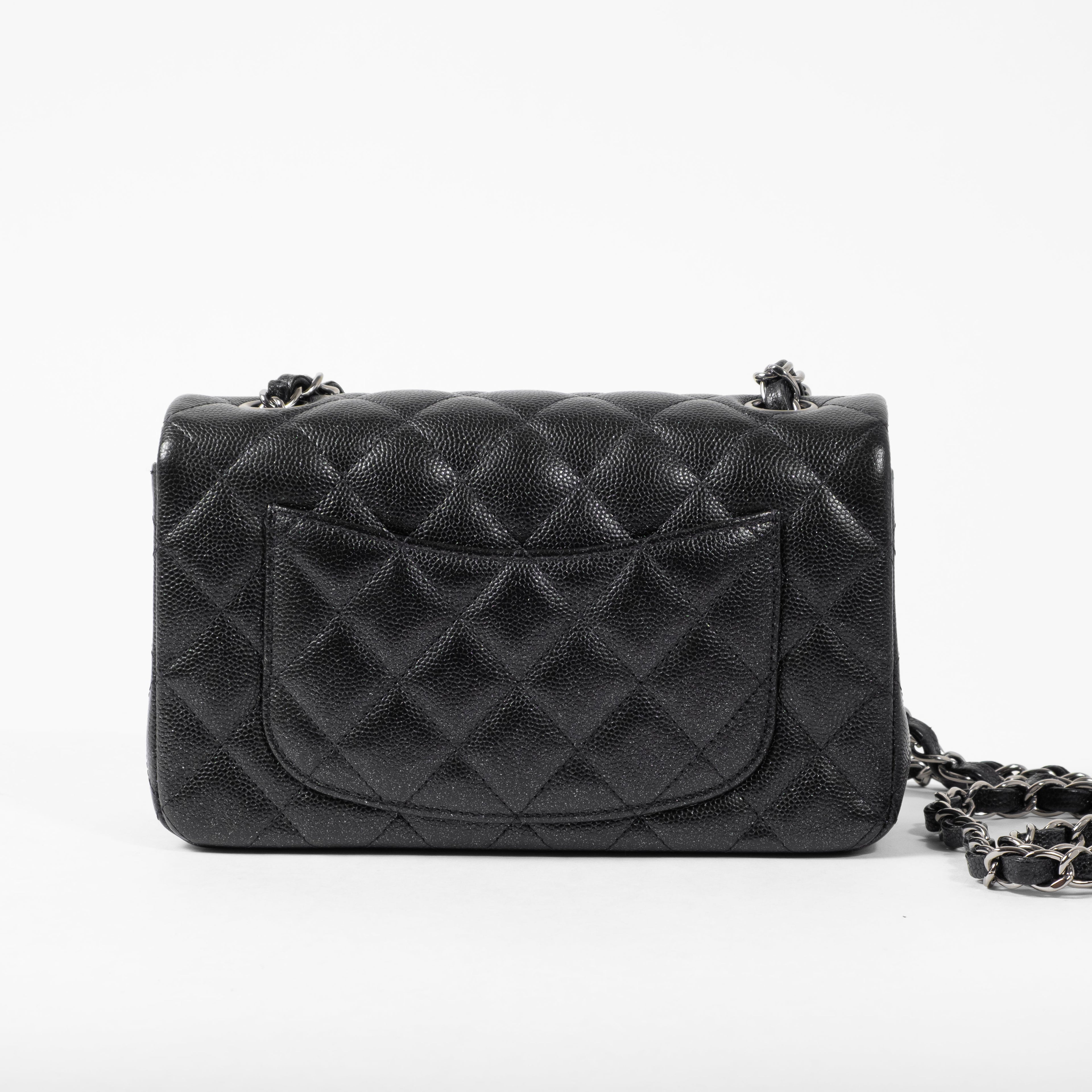 Chanel Classic Mini Rectangular Flap Bag in Black Caviar