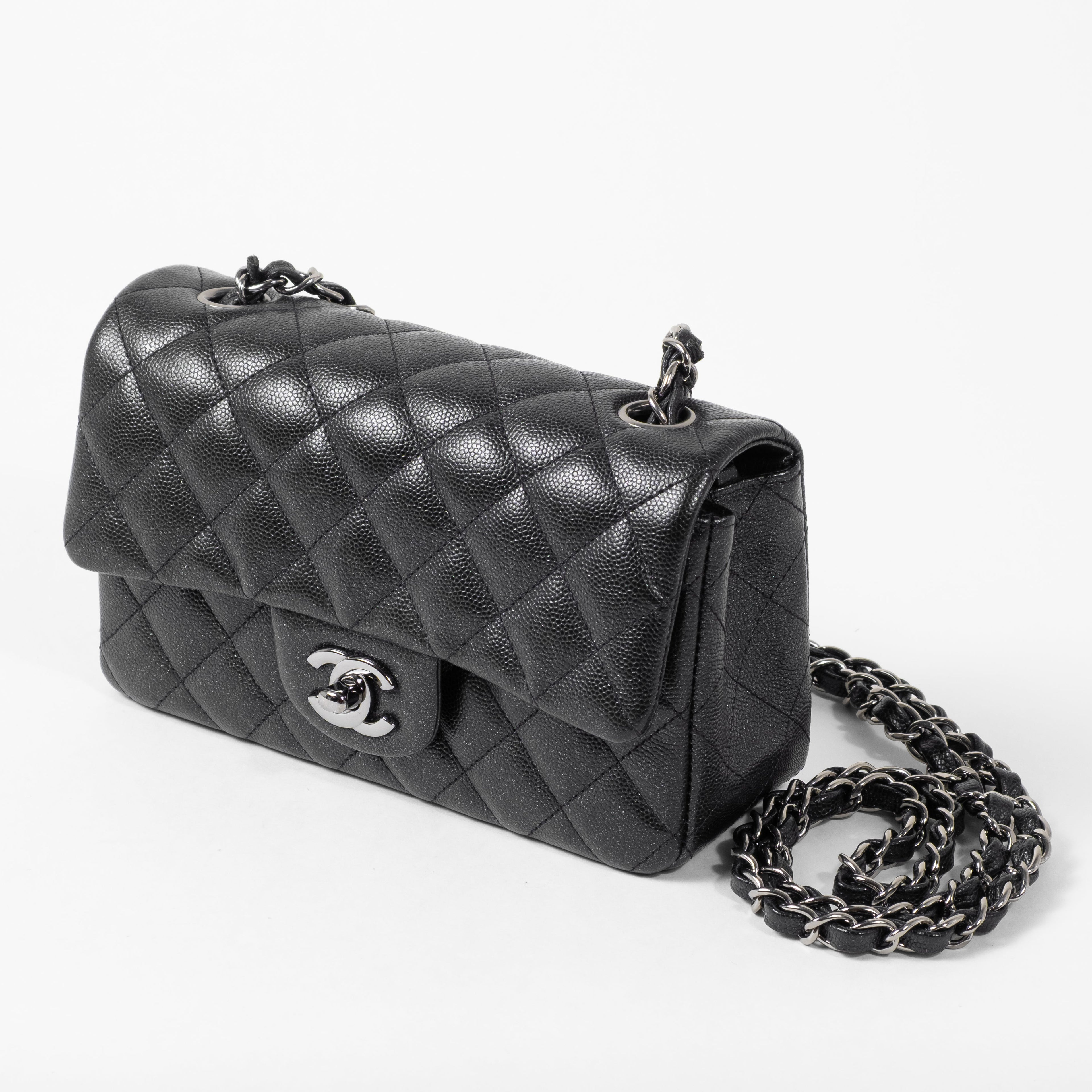 Chanel Classic Mini Rectangular Flap Bag in Black Caviar