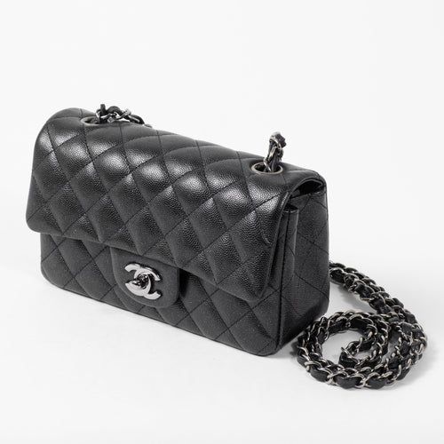 Chanel Classic Mini Rectangular Flap Bag in Black Caviar