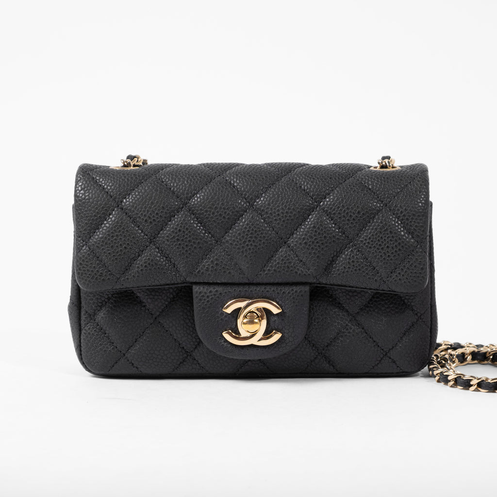 Chanel Classic Extra Mini Black Caviar Gold Hardware