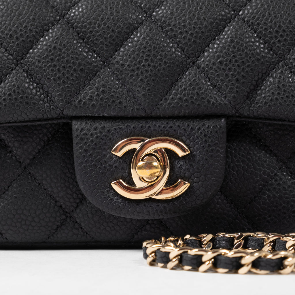 Chanel Classic Extra Mini Black Caviar Gold Hardware