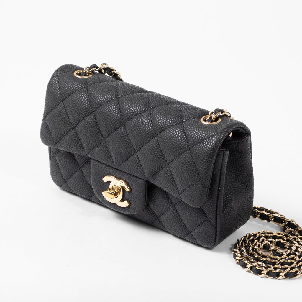 Chanel Classic Extra Mini Black Caviar Gold Hardware