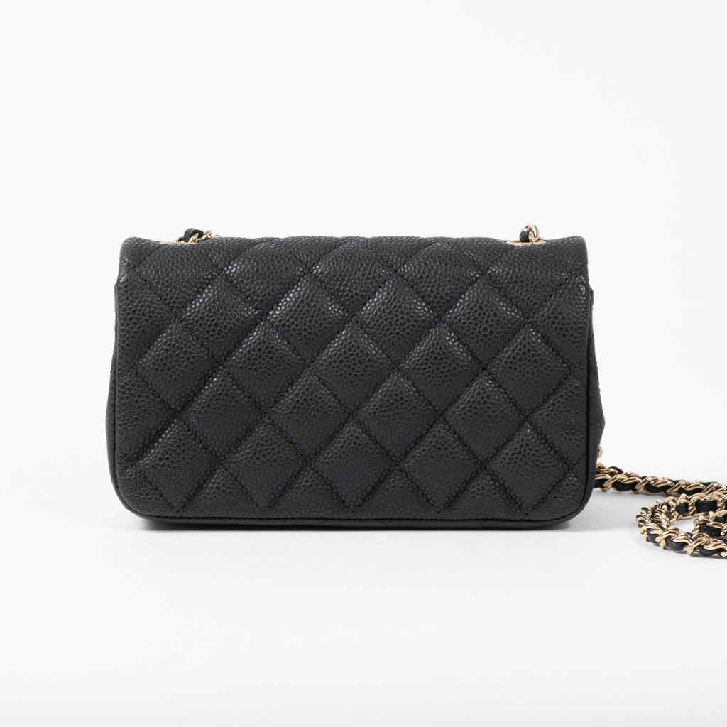 Chanel Classic Extra Mini Black Caviar Gold Hardware