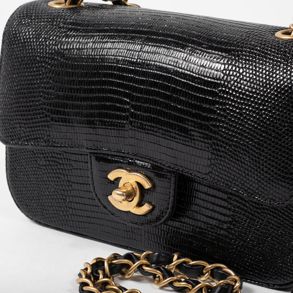 Chanel Mini Rectangular Flap Bag in Snakeskin Gold Hardware