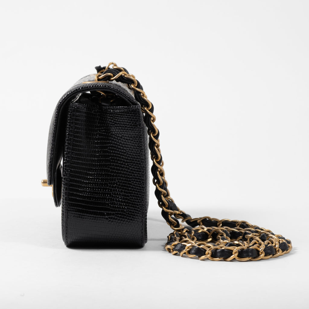 Chanel Mini Rectangular Flap Bag in Snakeskin Gold Hardware