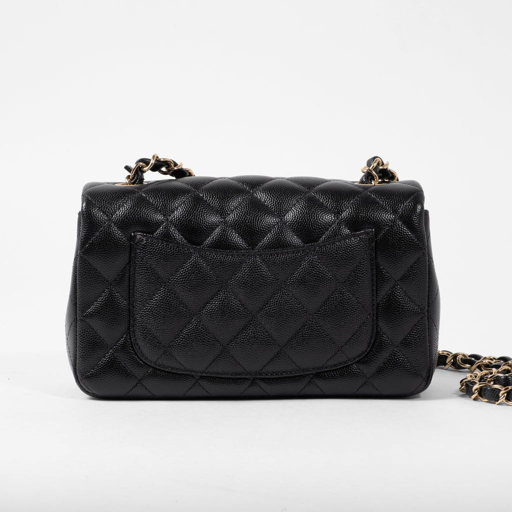 Chanel Mini Rectangular Flap in Black Caviar Gold Hardware