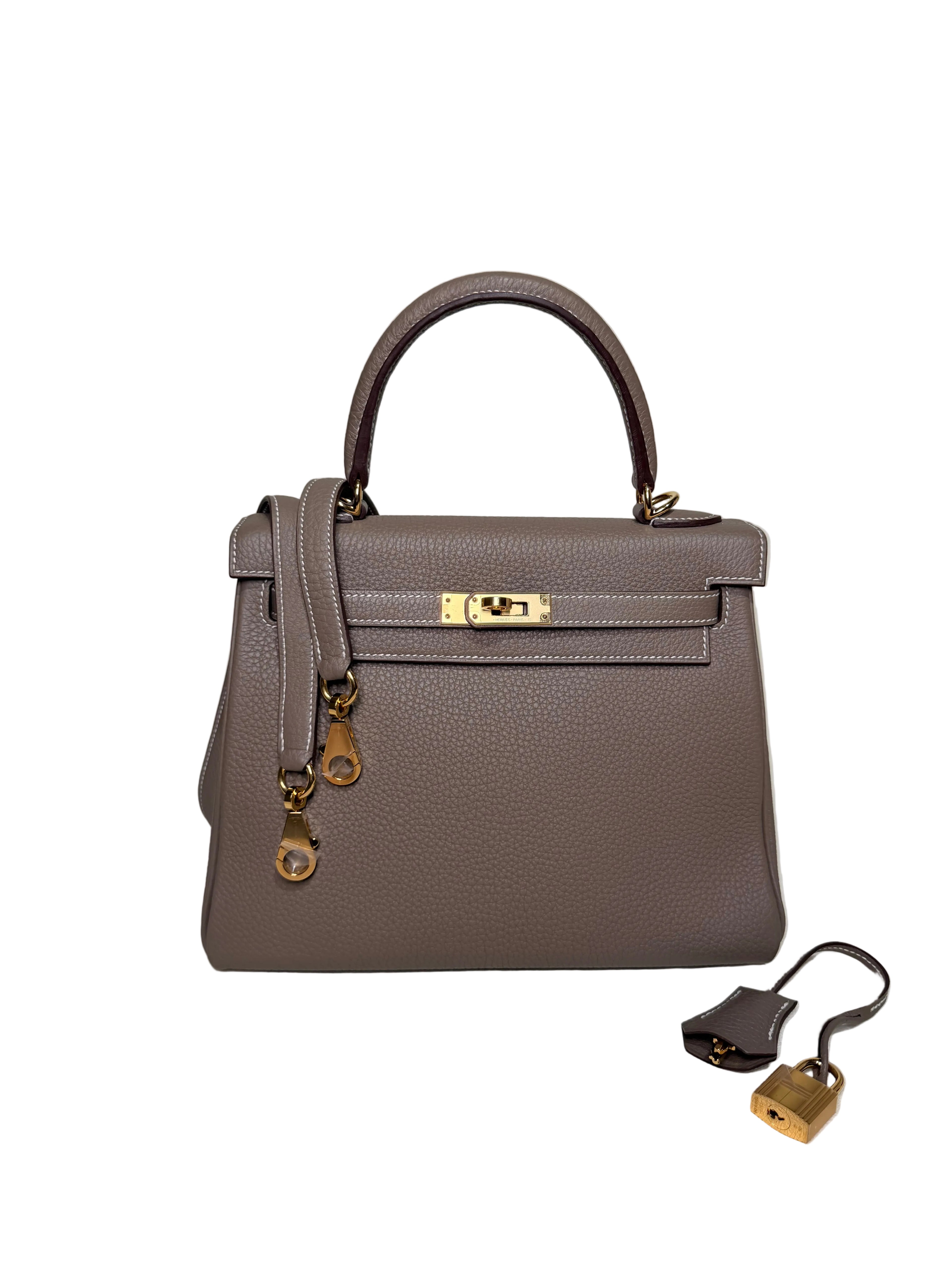 Hermès Kelly 25 in Etoupe Gold Hardware