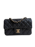 Chanel Mini Rectangular Flap in Black Caviar Matte Gold Hardware