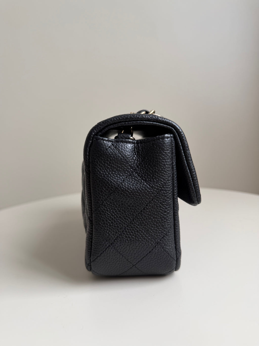 Chanel Mini Rectangular Flap in Black Caviar Matte Gold Hardware