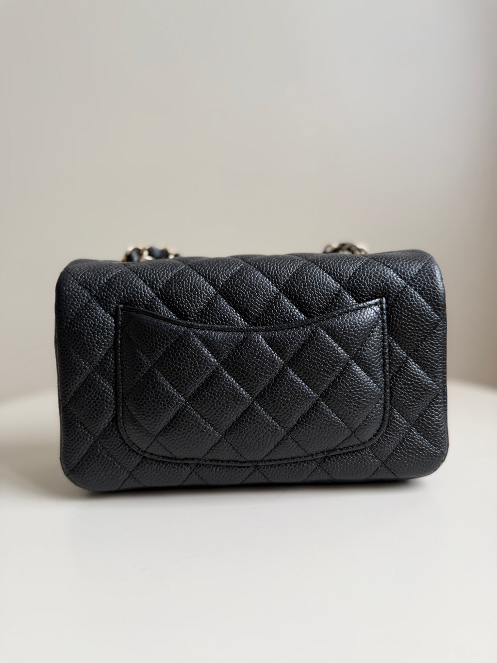 Chanel Mini Rectangular Flap in Black Caviar Matte Gold Hardware