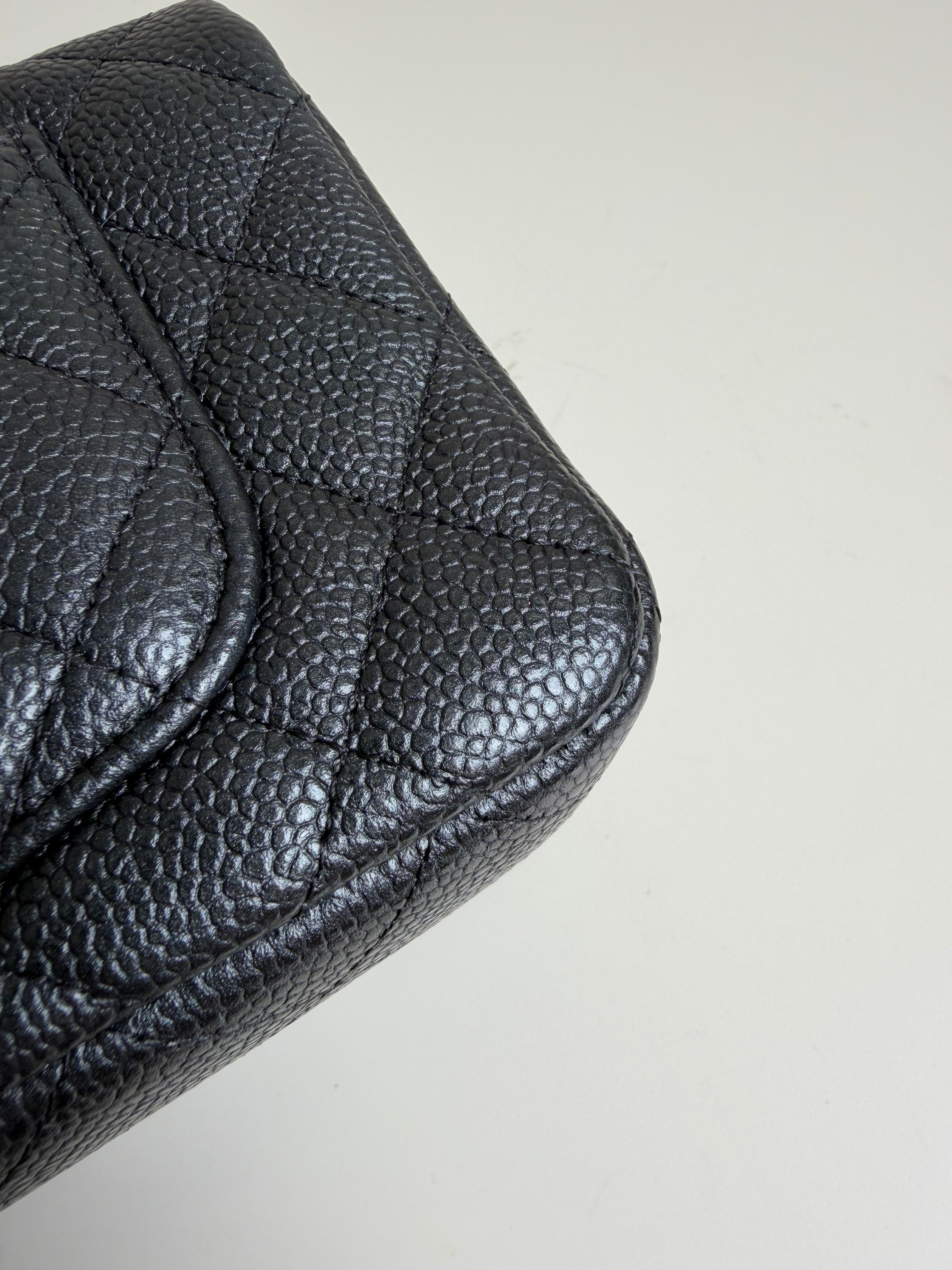 Chanel Mini Rectangular Flap in Black Caviar Matte Gold Hardware