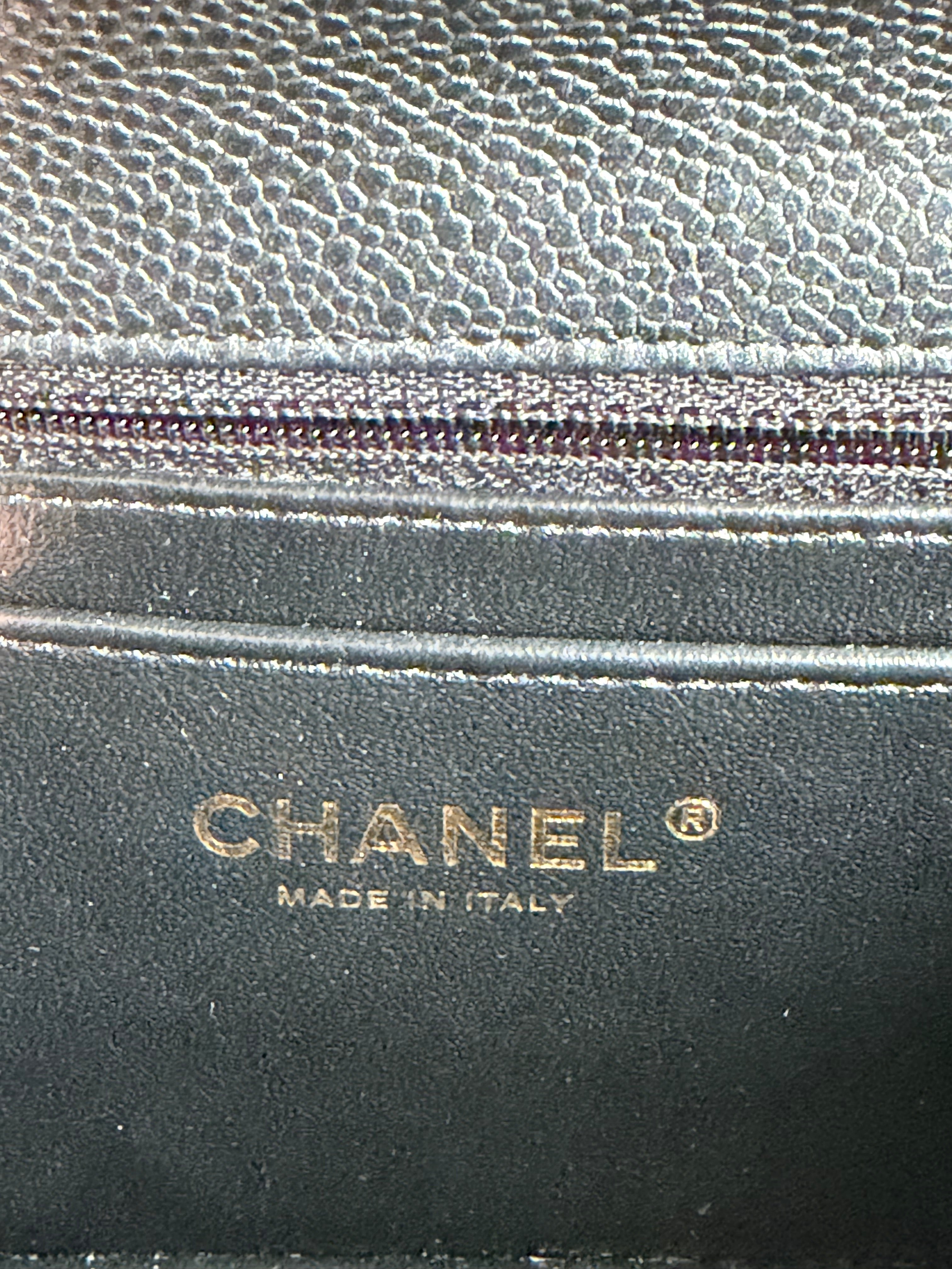 Chanel Mini Rectangular Flap in Black Caviar Matte Gold Hardware