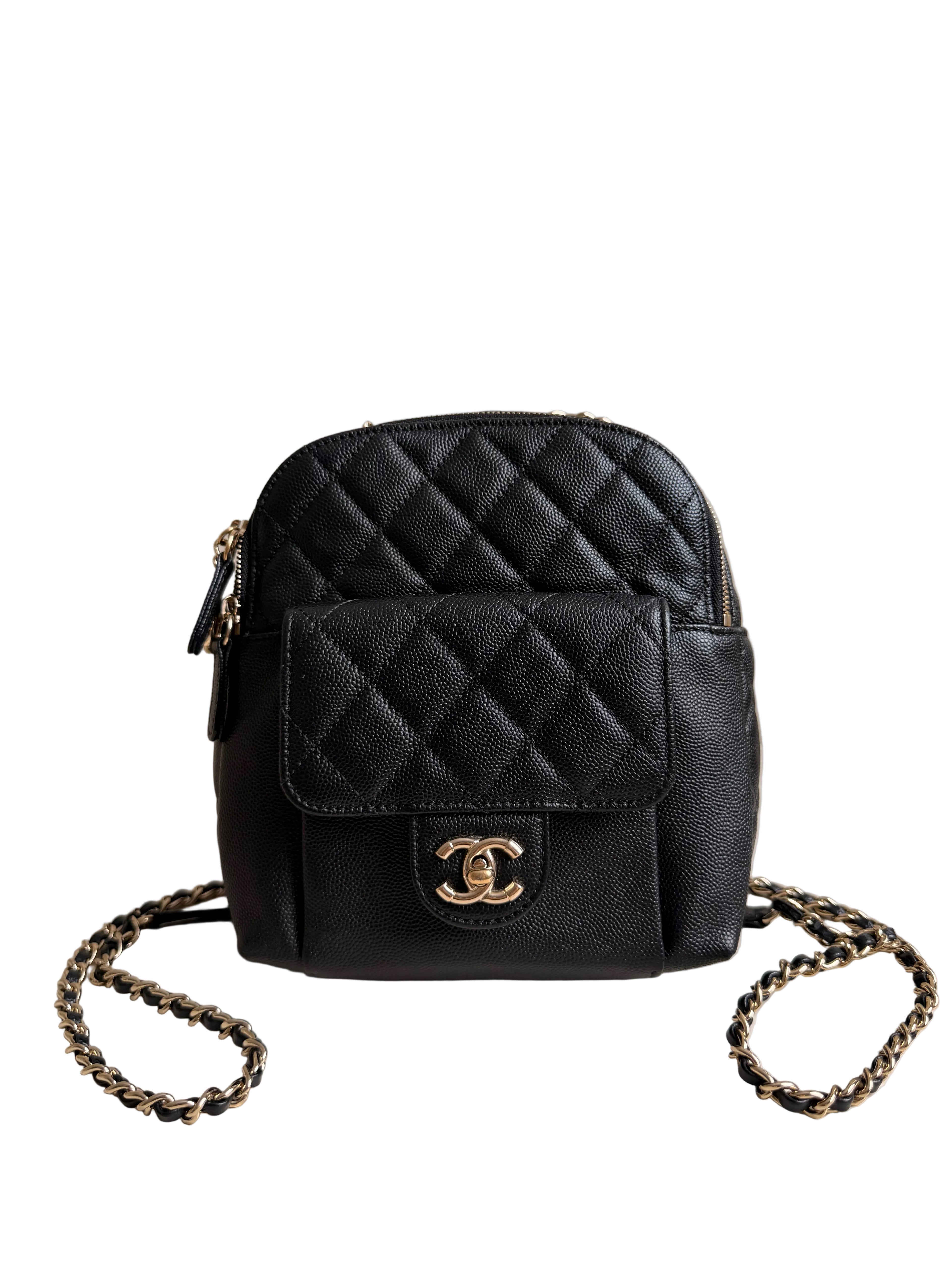 Chanel Mini Day Backpack in Black Caviar Gold Hardware