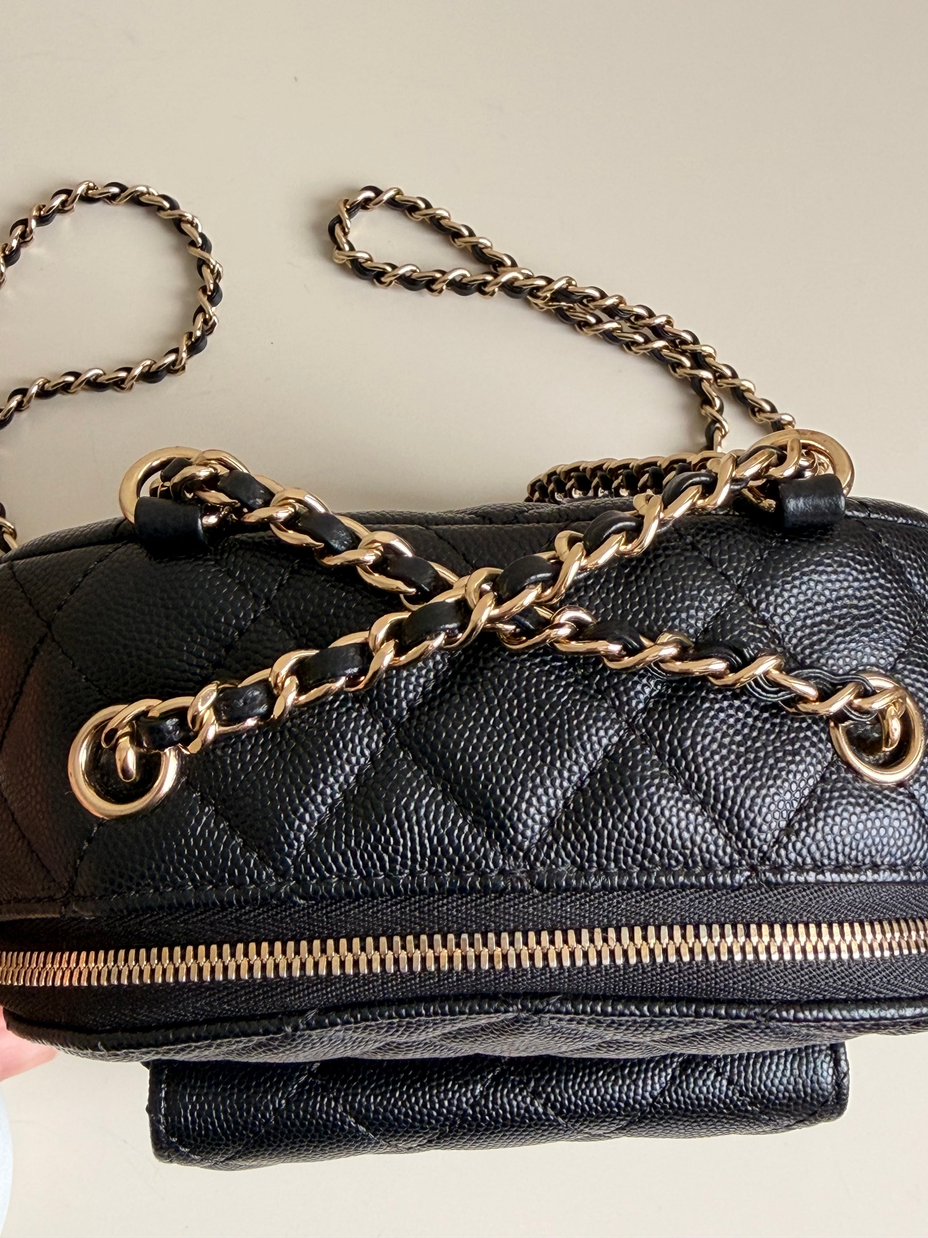 Chanel Mini Day Backpack in Black Caviar Gold Hardware