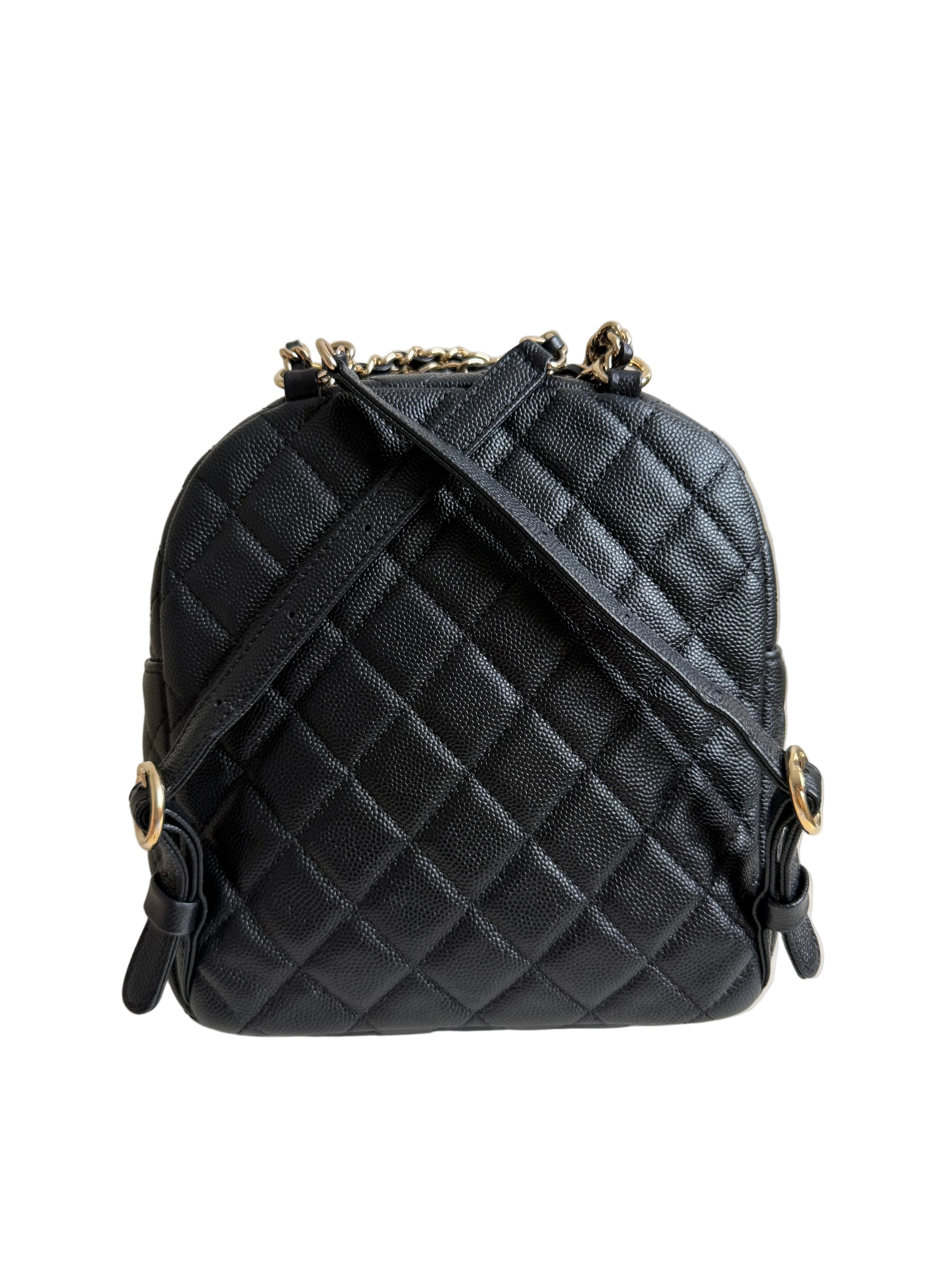 Chanel Mini Day Backpack in Black Caviar Gold Hardware