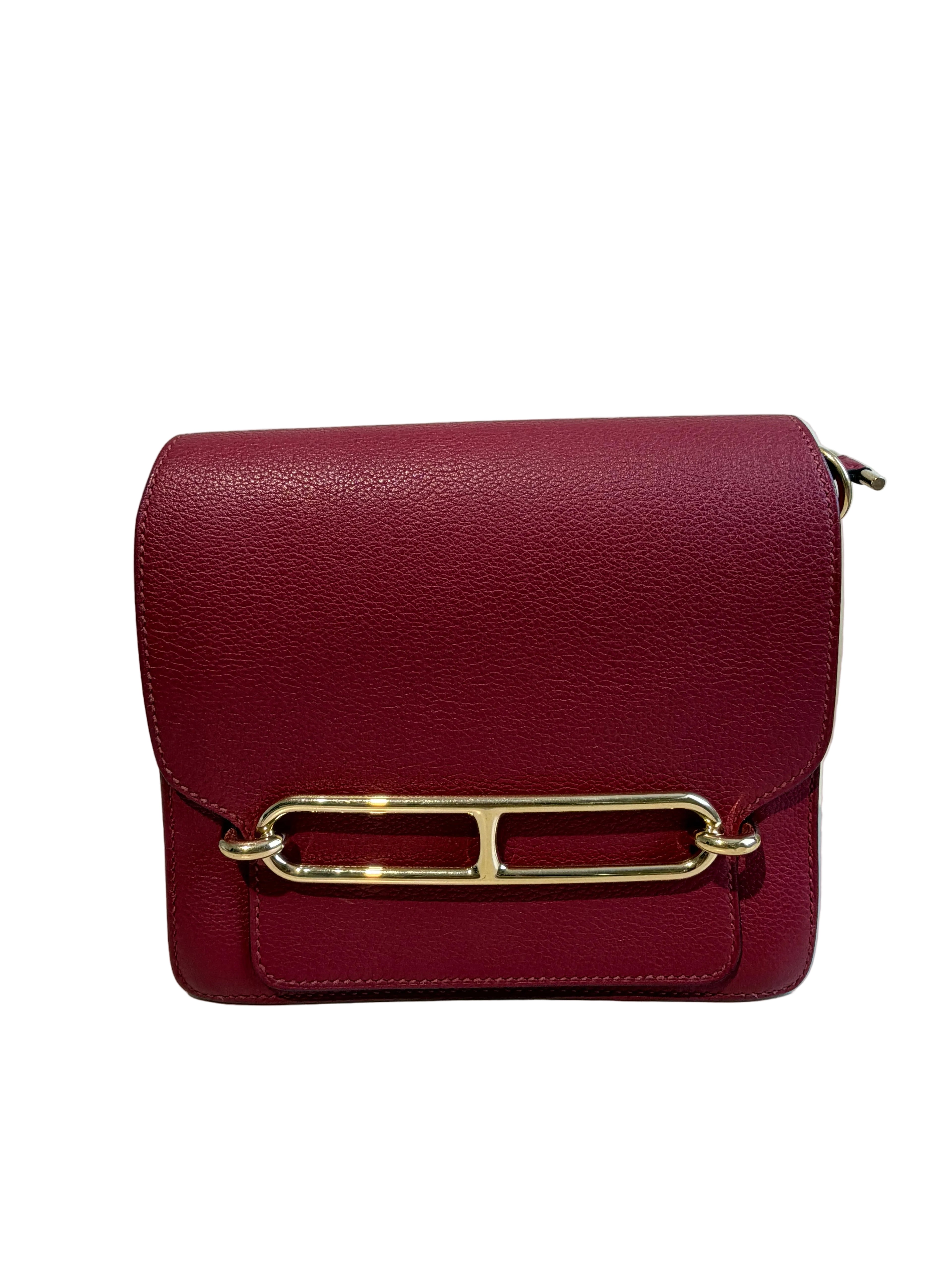 Hermès Mini Roulis in Rouge Grenat Gold Hardware