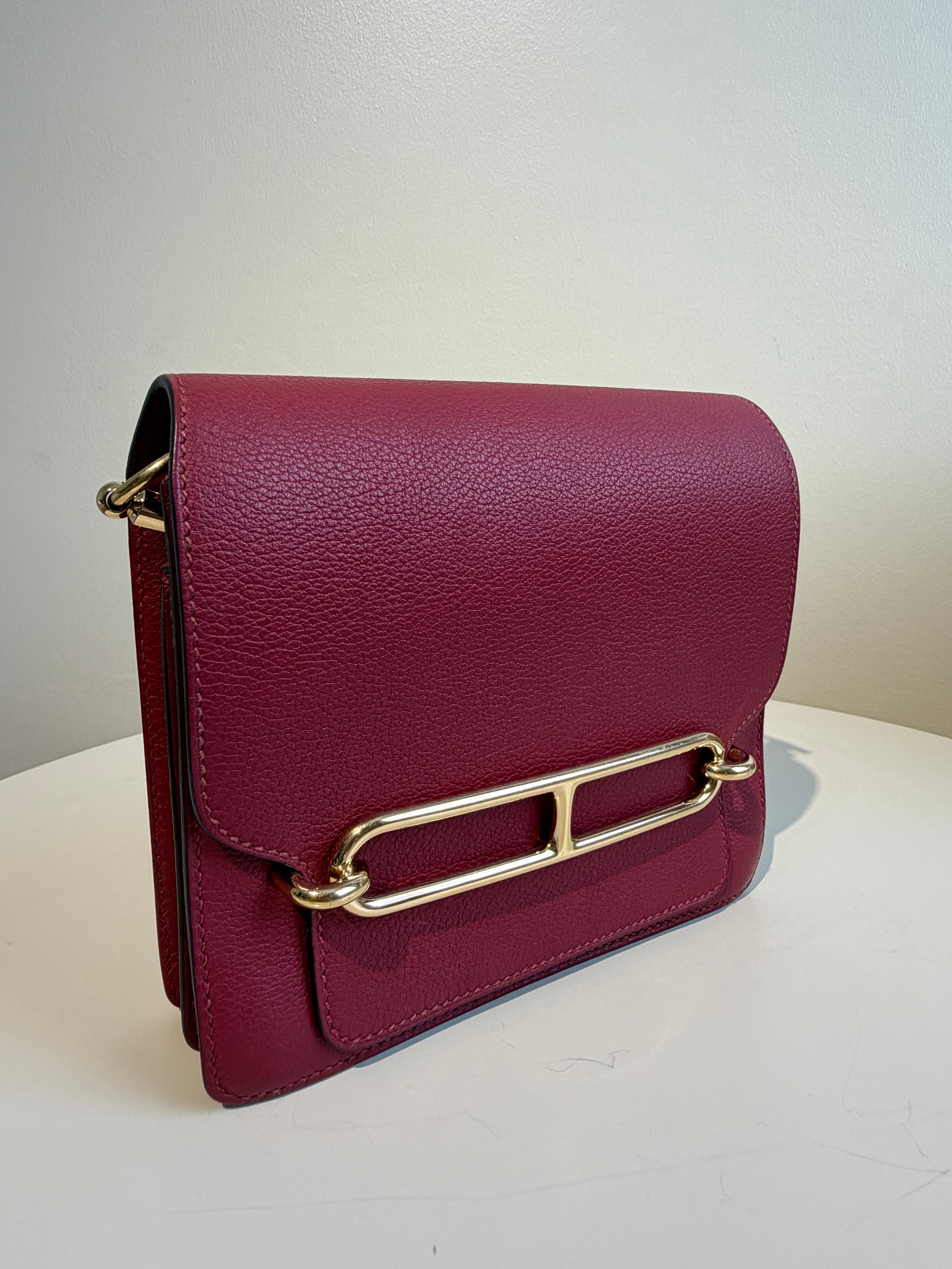 Hermès Mini Roulis in Rouge Grenat Gold Hardware