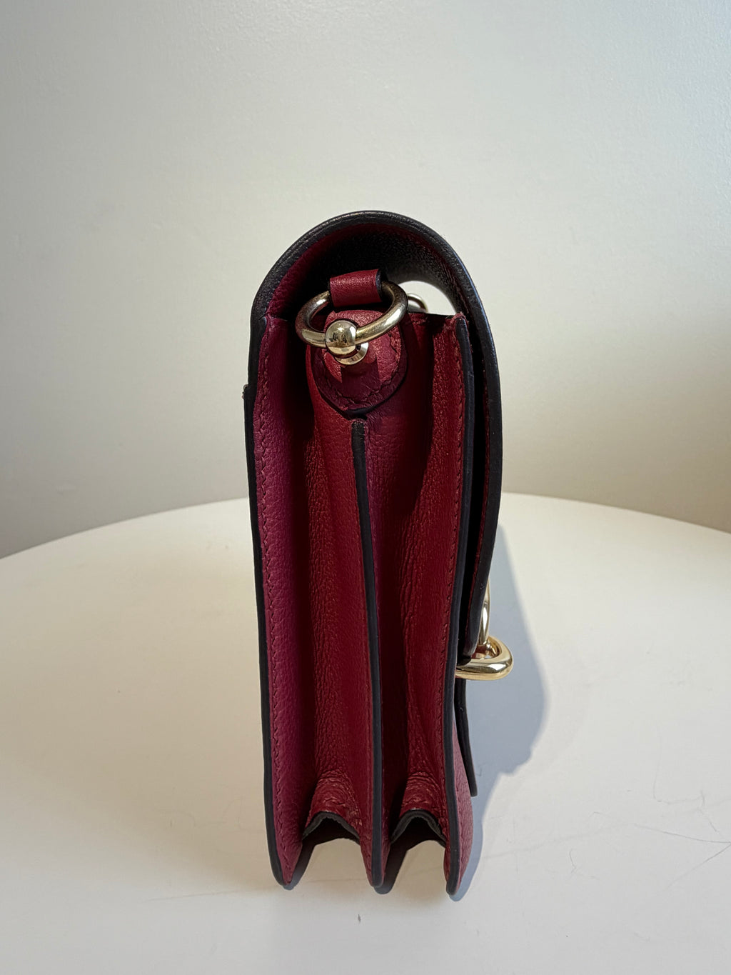 Hermès Mini Roulis in Rouge Grenat Gold Hardware