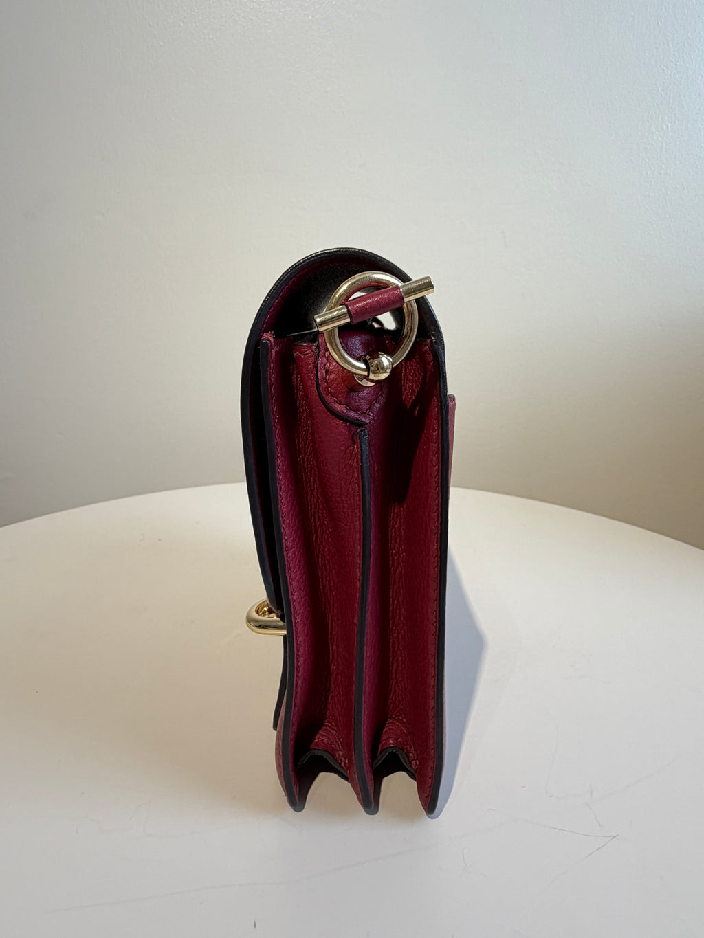 Hermès Mini Roulis in Rouge Grenat Gold Hardware