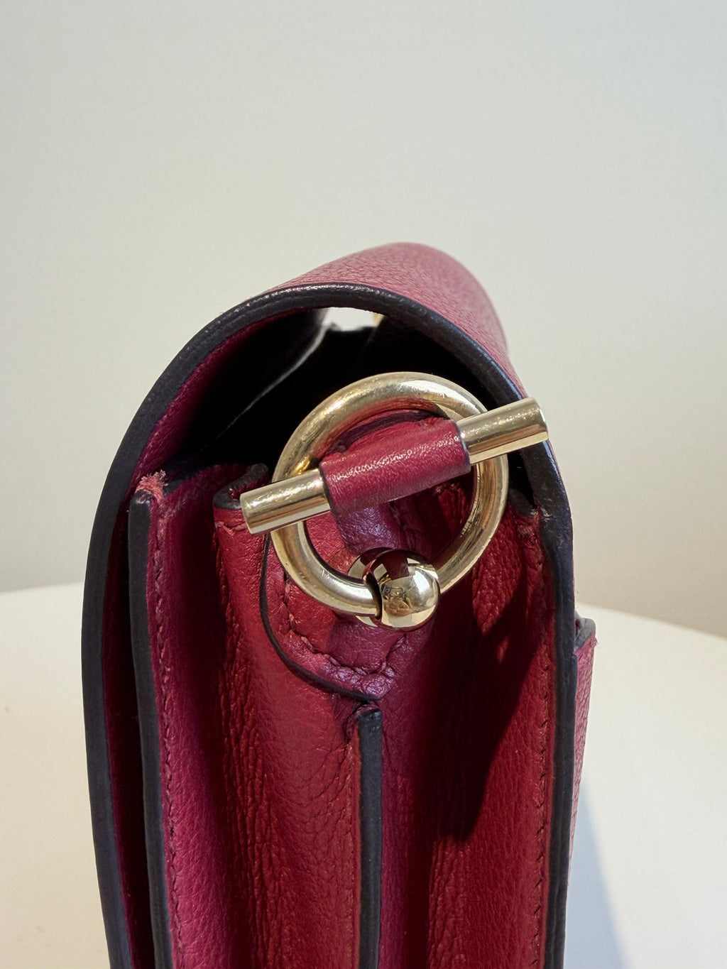Hermès Mini Roulis in Rouge Grenat Gold Hardware