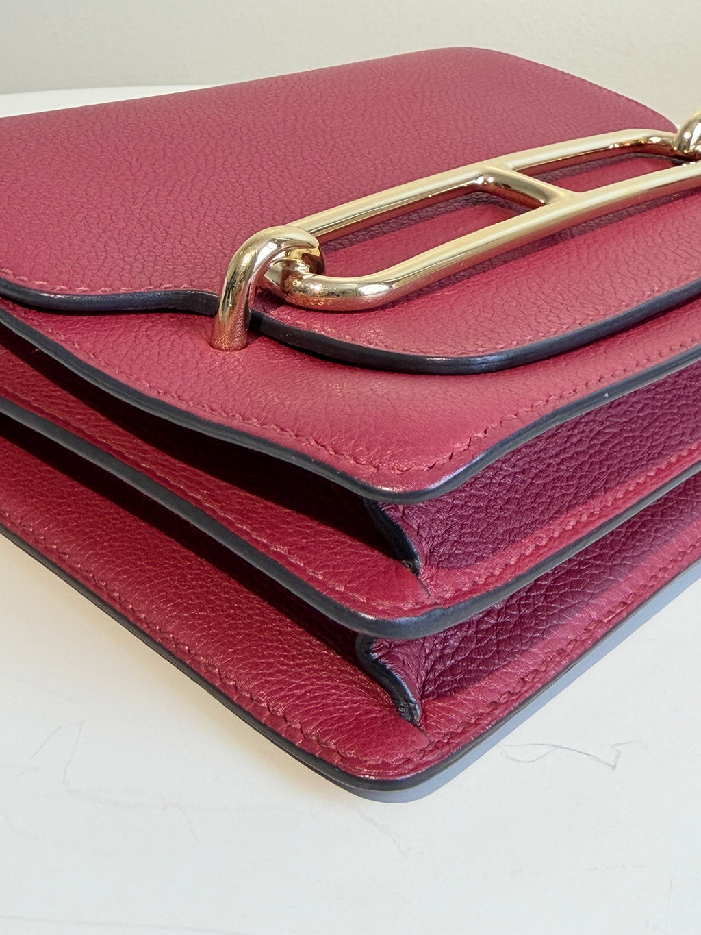 Hermès Mini Roulis in Rouge Grenat Gold Hardware