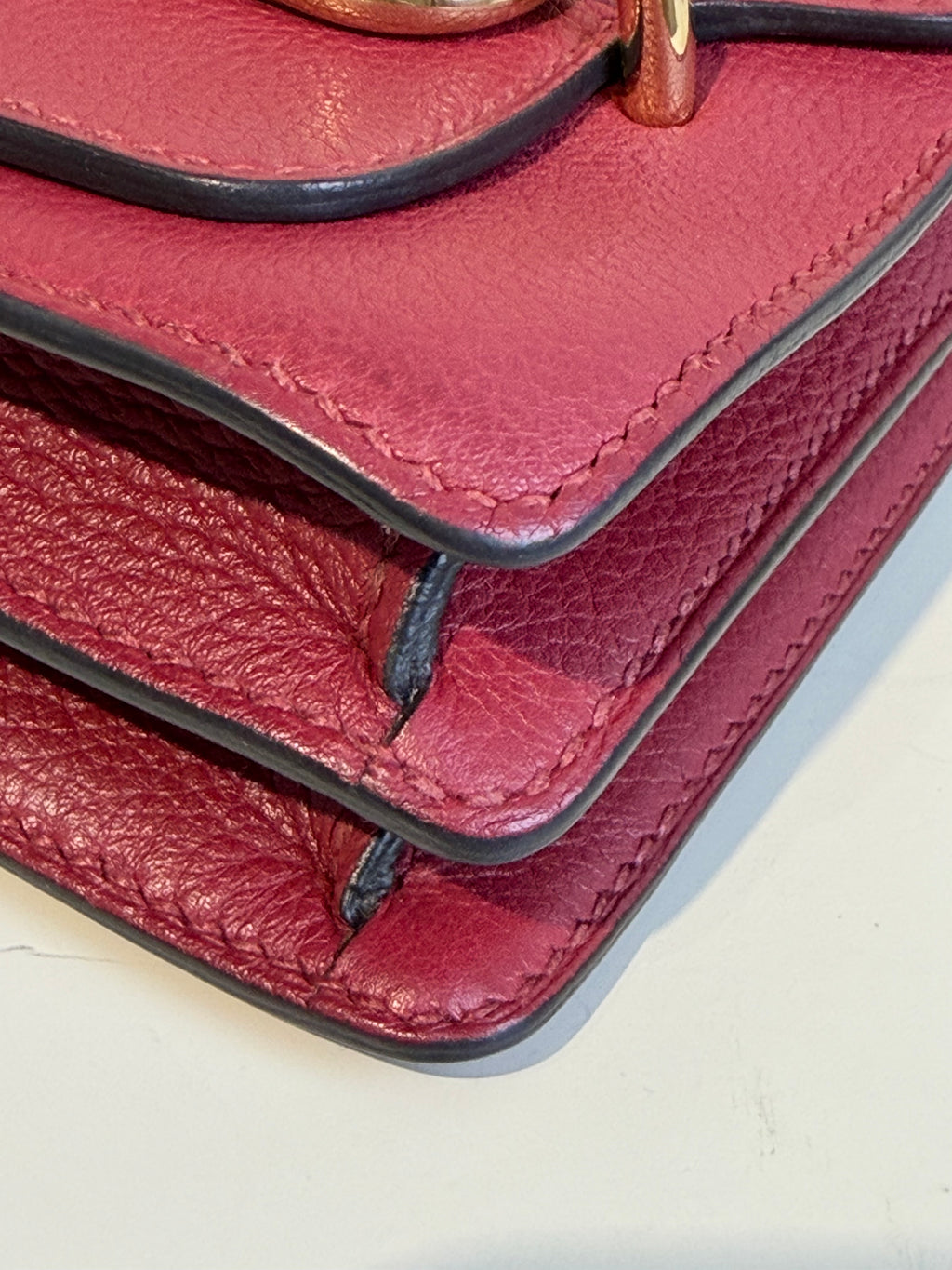 Hermès Mini Roulis in Rouge Grenat Gold Hardware