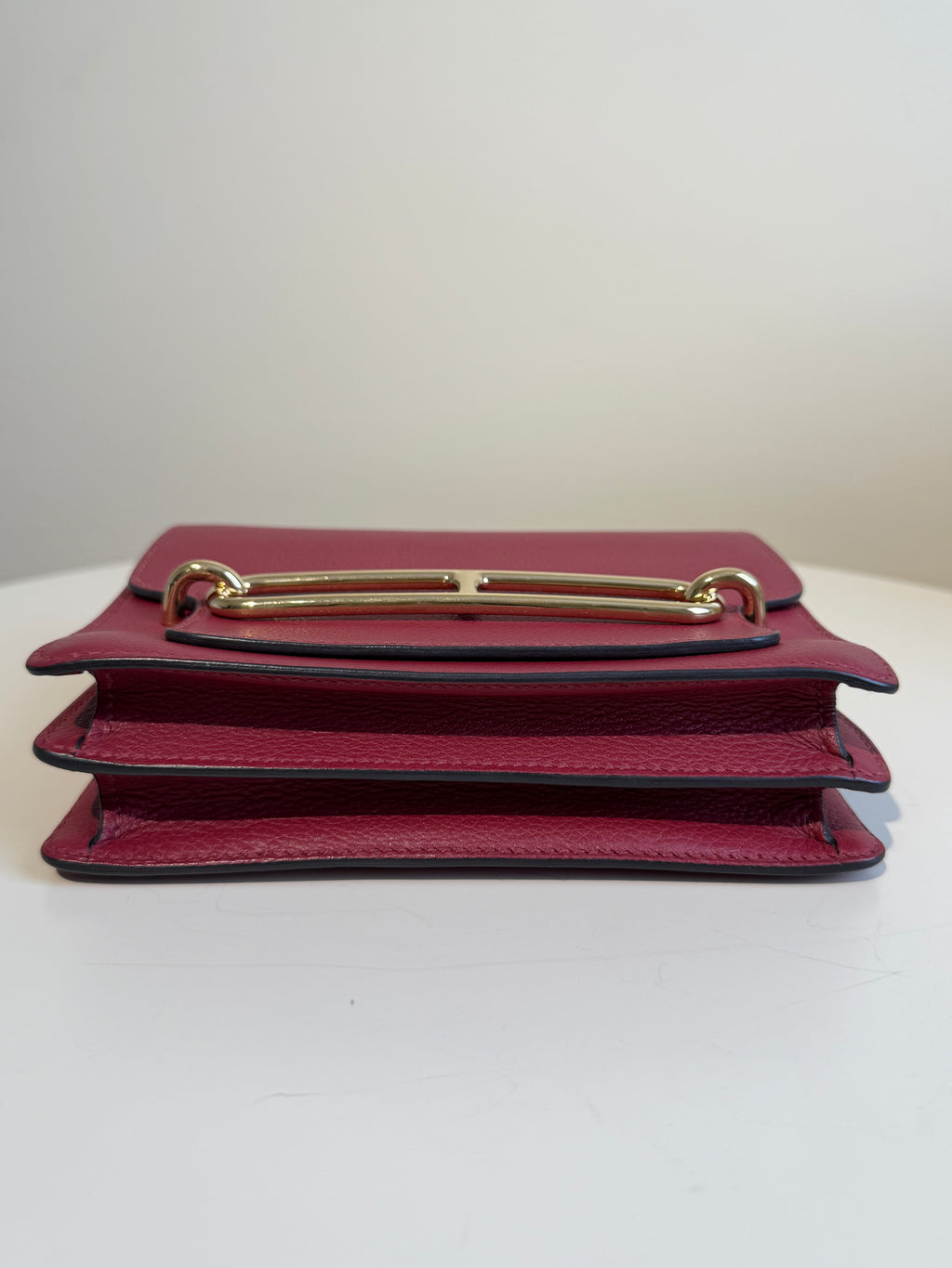 Hermès Mini Roulis in Rouge Grenat Gold Hardware