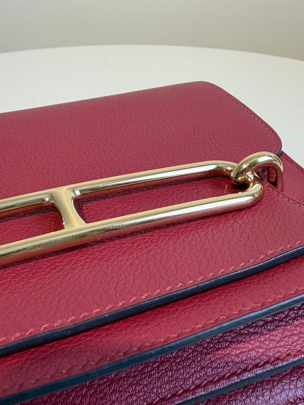Hermès Mini Roulis in Rouge Grenat Gold Hardware